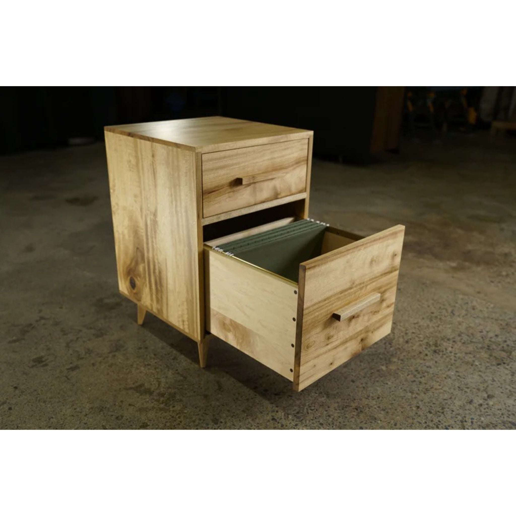 Bakewell Filing Cabinet CB09 Opened Drawer View by Tomfoolery Wood Co