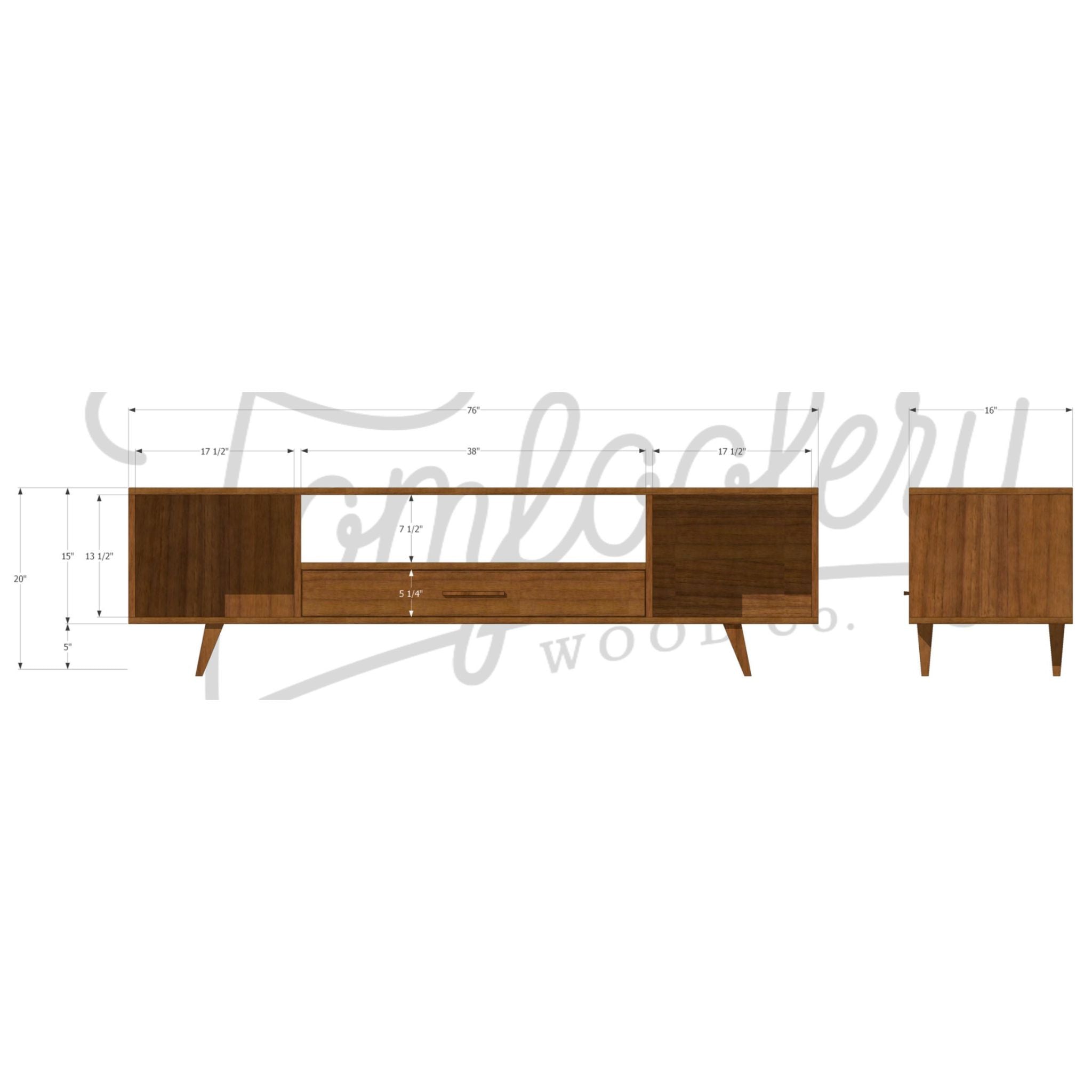 Bakewell Vinyl Console CN16 Dimensions by Tomfoolery Wood Co