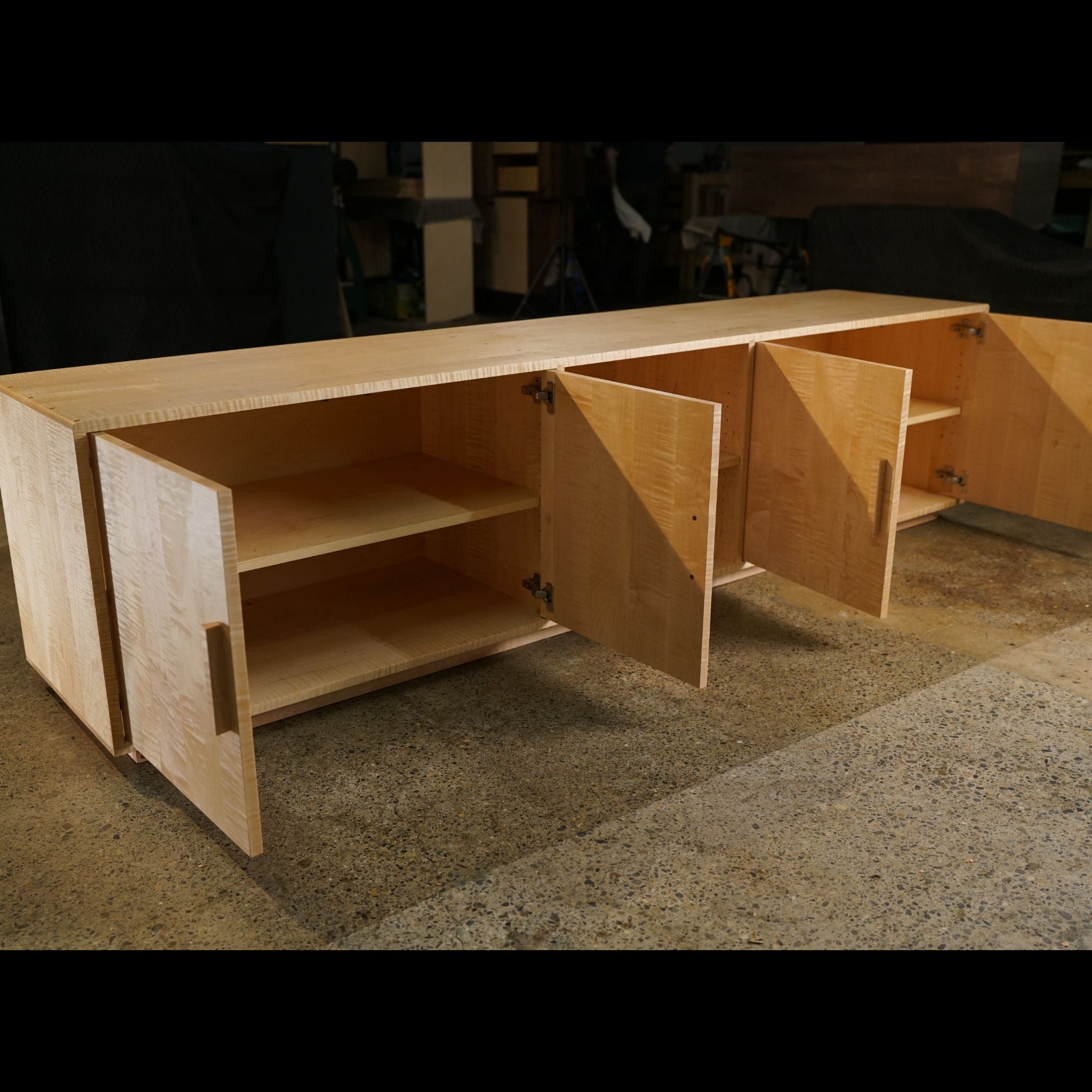 Bell Console 96W CN07 Full Open View by Tomfoolery Wood Co