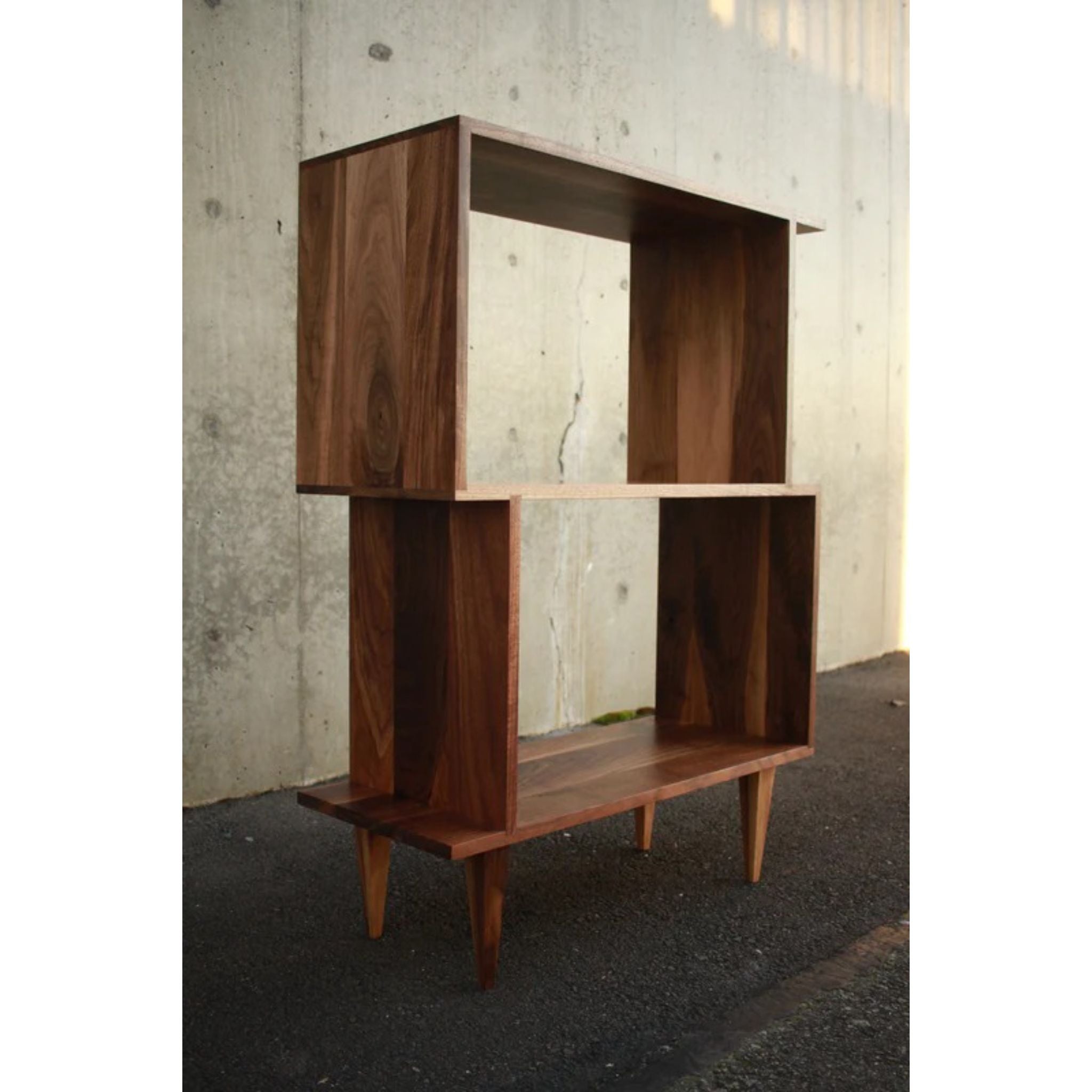 Boot Offstack Bookcase BC23 Full Side View by Tomfoolery Wood Co 