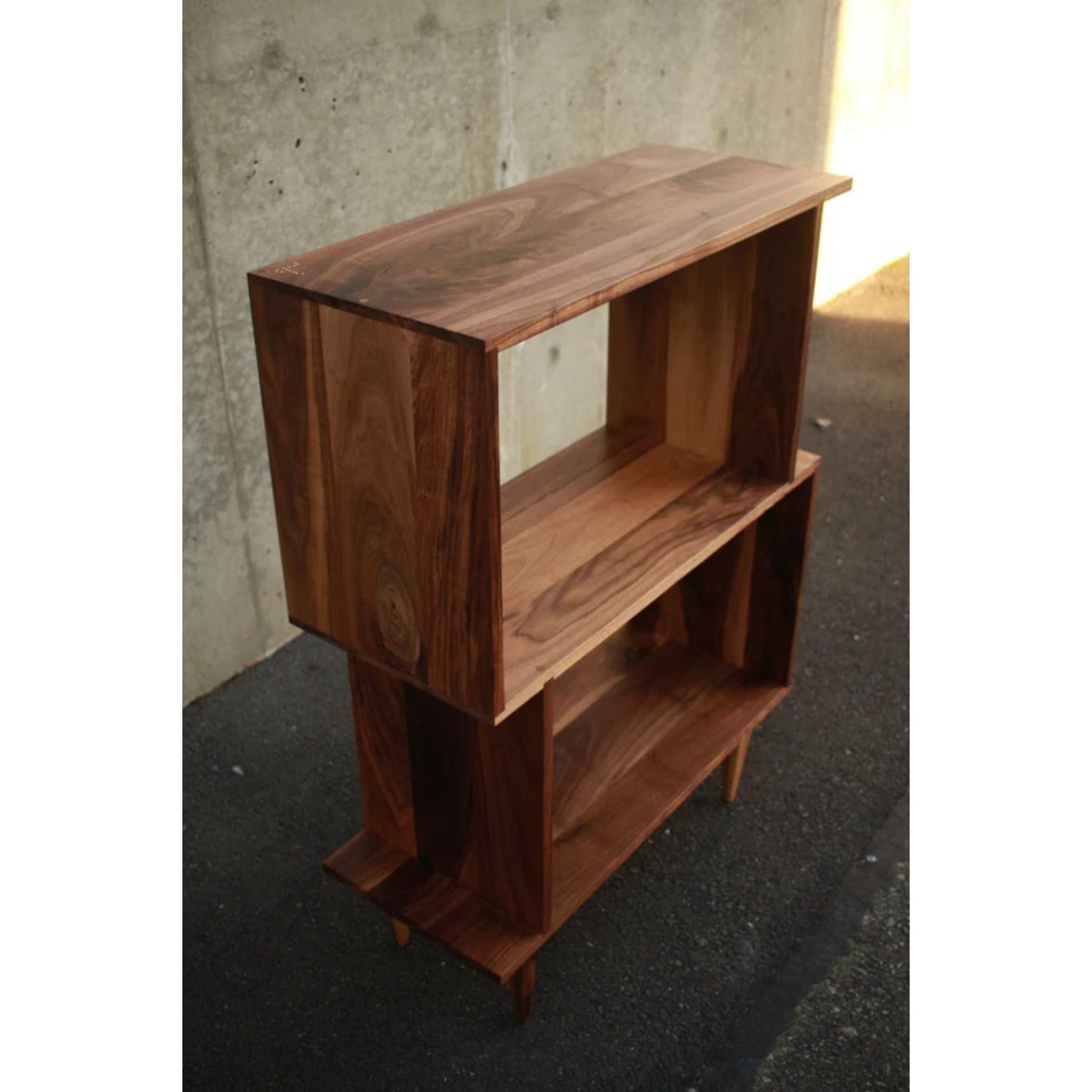 Boot Offstack Bookcase BC23 Top Side View by Tomfoolery Wood Co 