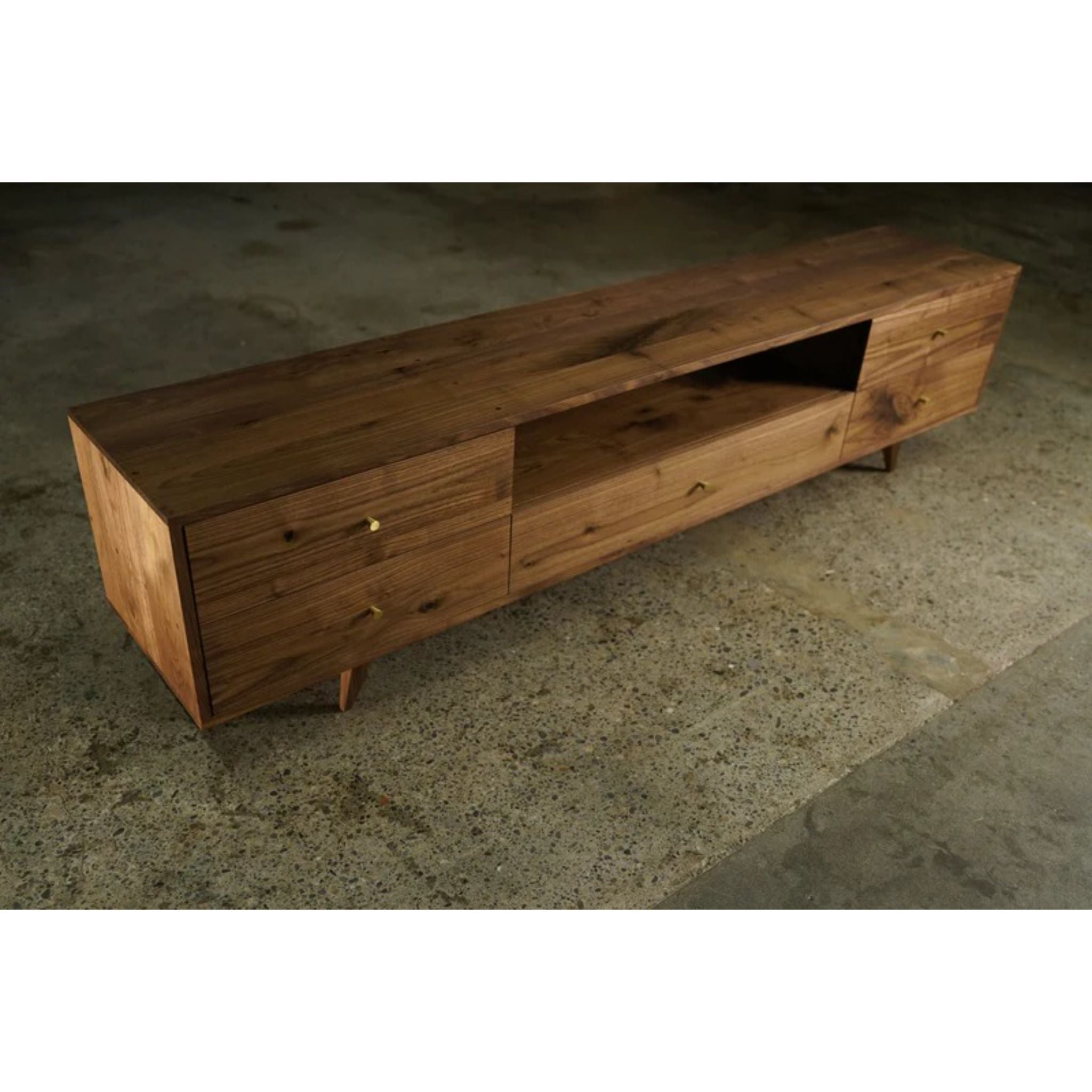 Brooklyn Console 5 Drawers CN32 Top Side View by Tomfoolery Wood Co