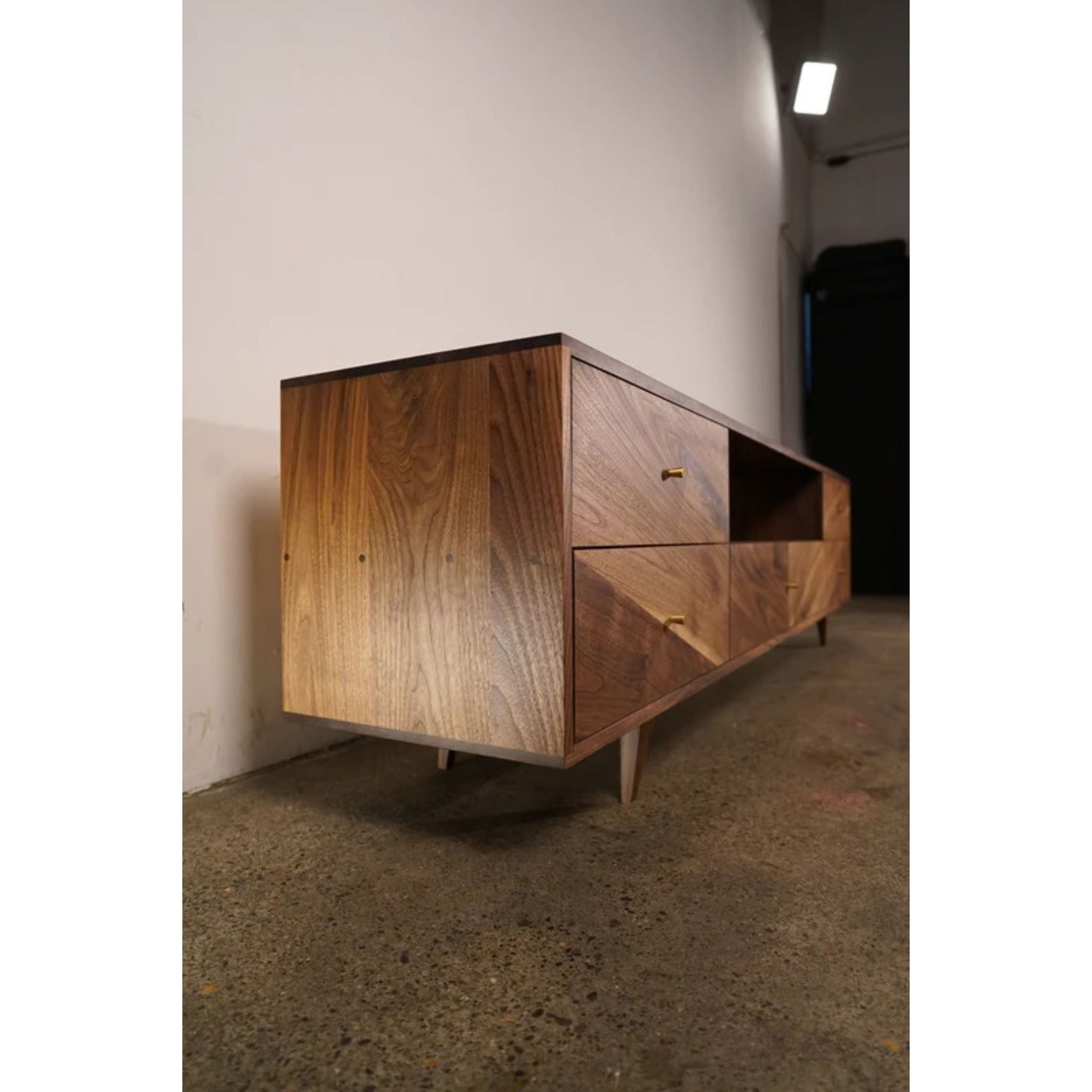 Brooklyn Console 5 Drawers v2 Left Side View by Tomfoolery Wood Co