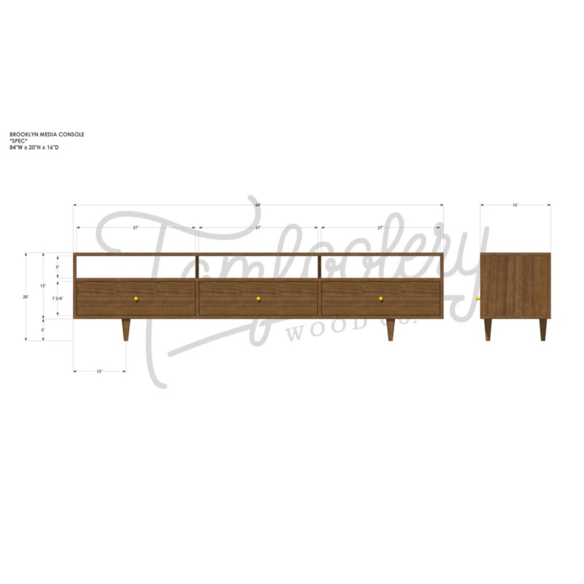 Brooklyn Console CN56 Dimensions by Tomfoolery Wood Co
