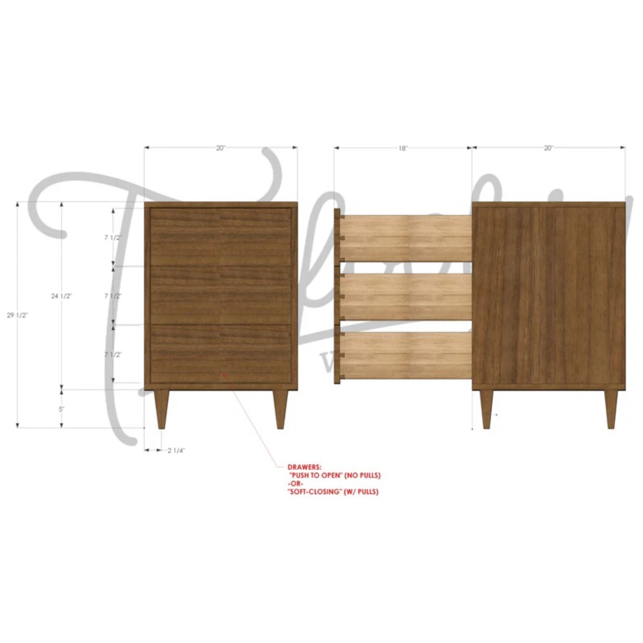 Chest of Drawers 3 Drawer DR10 Dimensions by Tomfoolery Wood Co