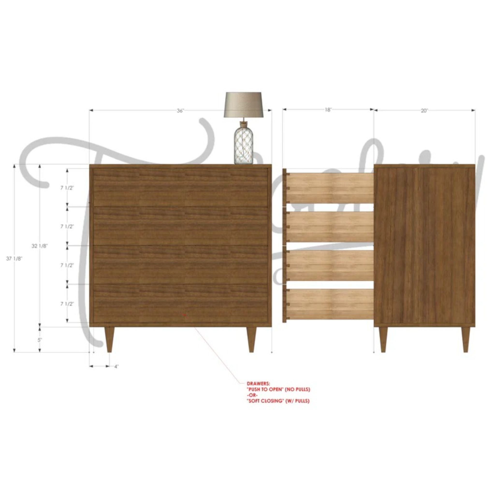 Chest of Drawers 4 Drawer DR08 Dimensions by Tomfoolery Wood Co