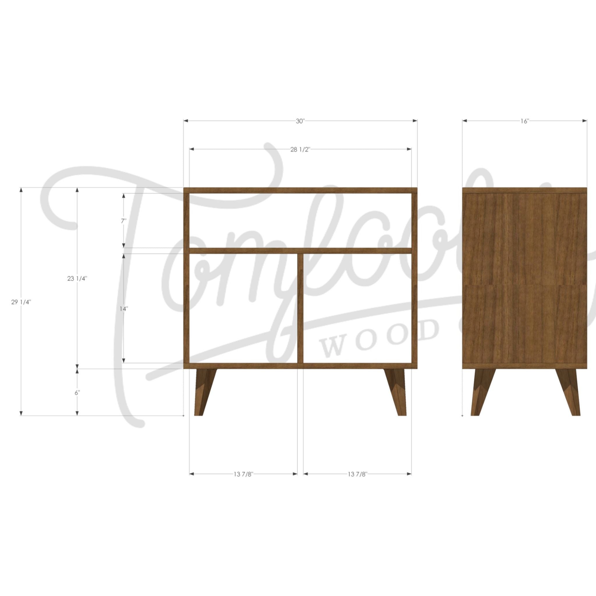 Corio Vinyl Console CN01 Dimensions by Tomfoolery Wood Co
