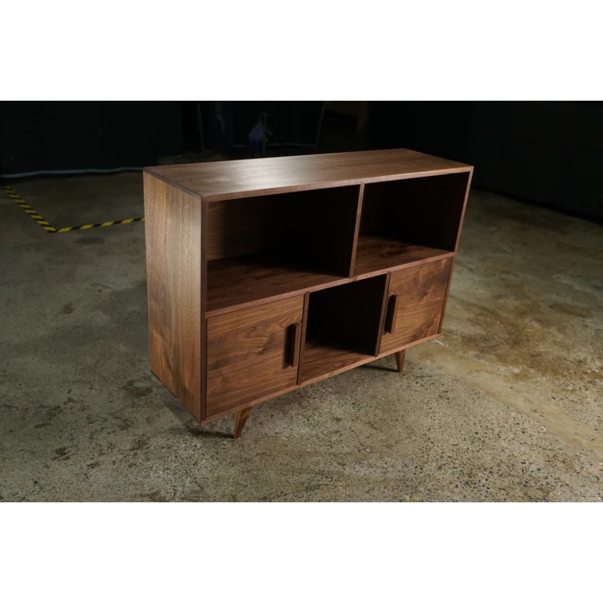 Couzens Vinyl Console 2 Door CN78 Top Side View by Tomfoolery Wood Co