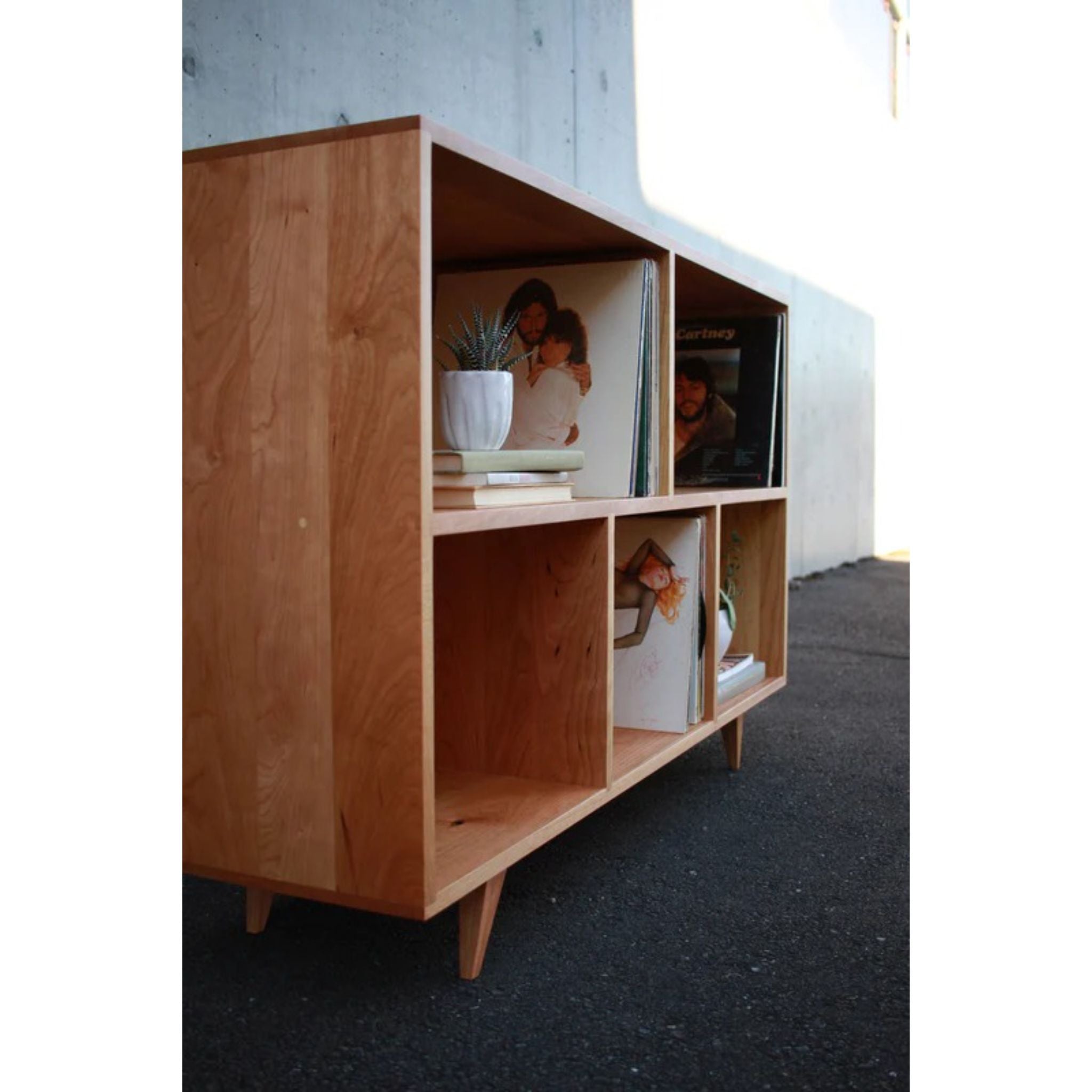 Couzens Vinyl Console CN77 Left Side View by Tomfoolery Wood Co