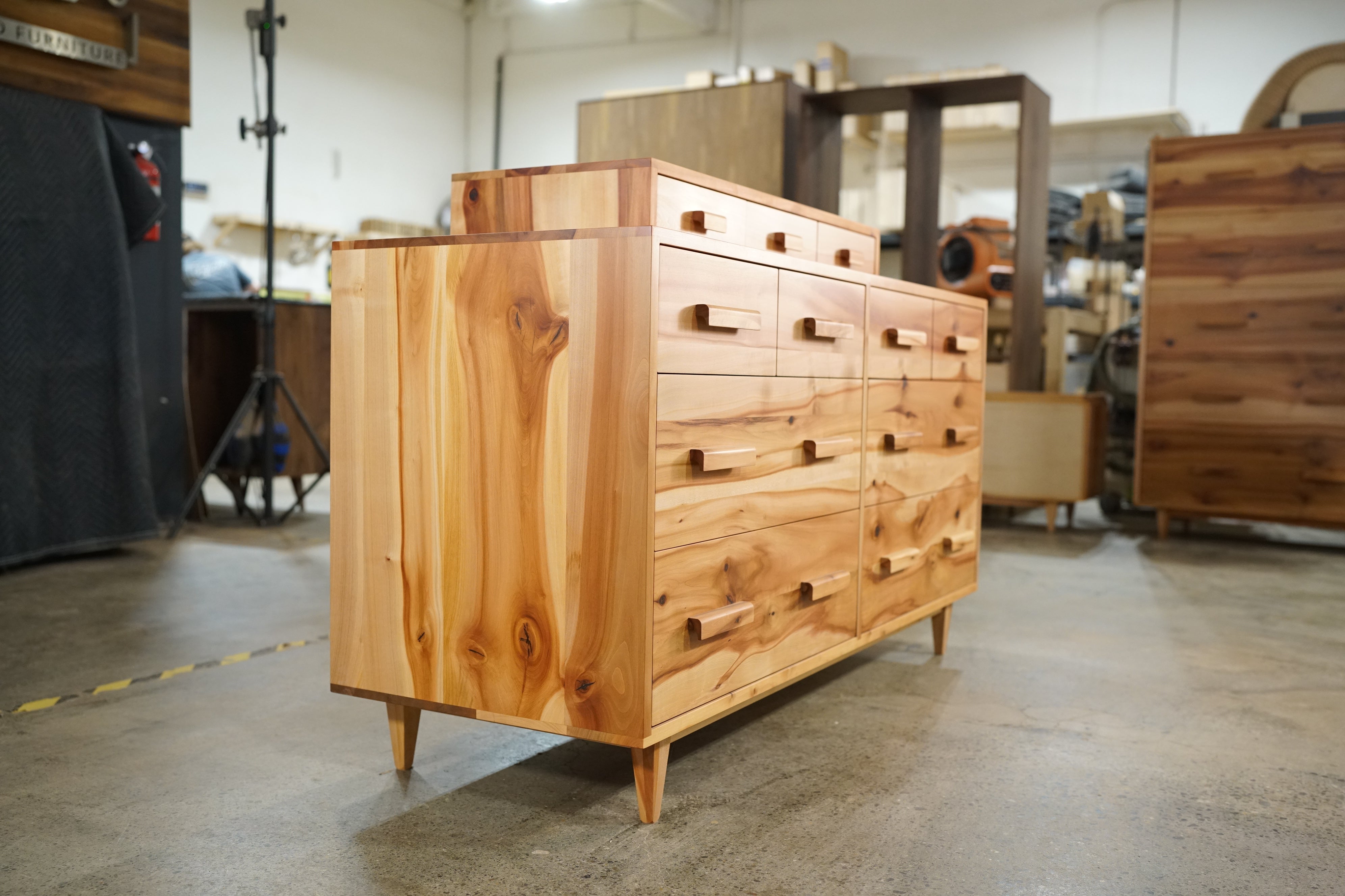 Lowboy Madrone Dresser -11  Drawer