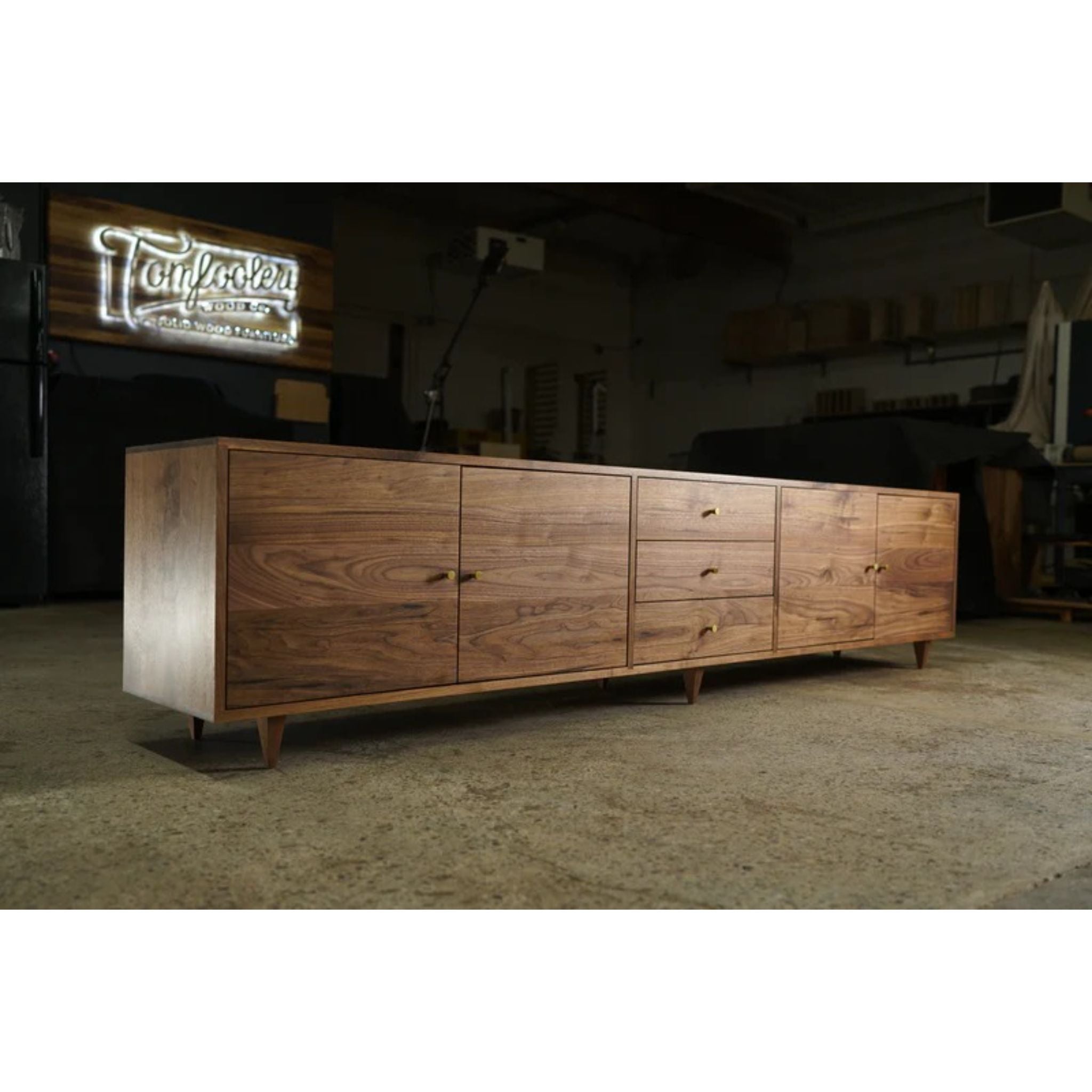 Danish Modern Console 100 W CN21 Full View by Tomfoolery Wood Co