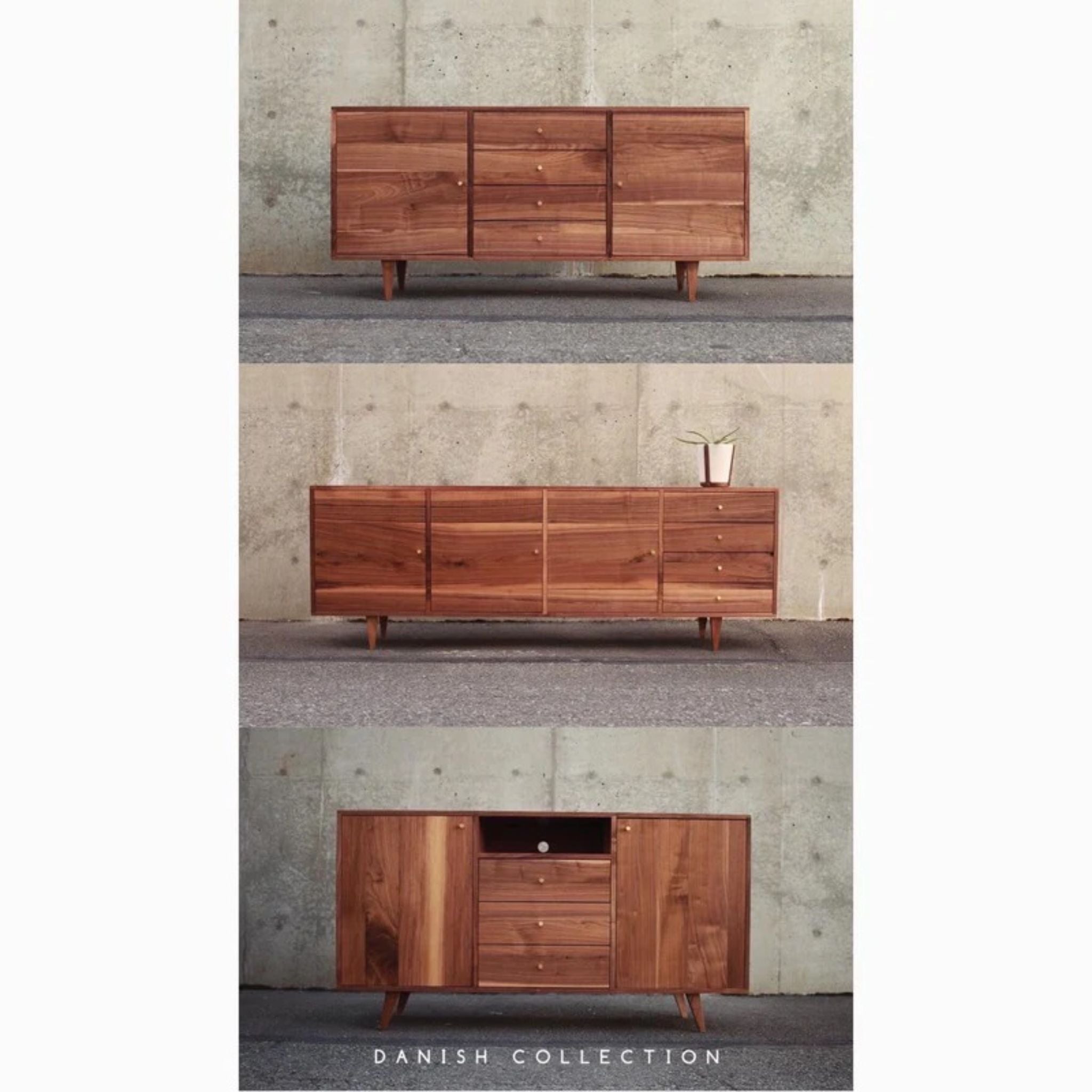 Danish Modern Console 5 Drawer 60 W CN40 Collections View by Tomfoolery Wood Co