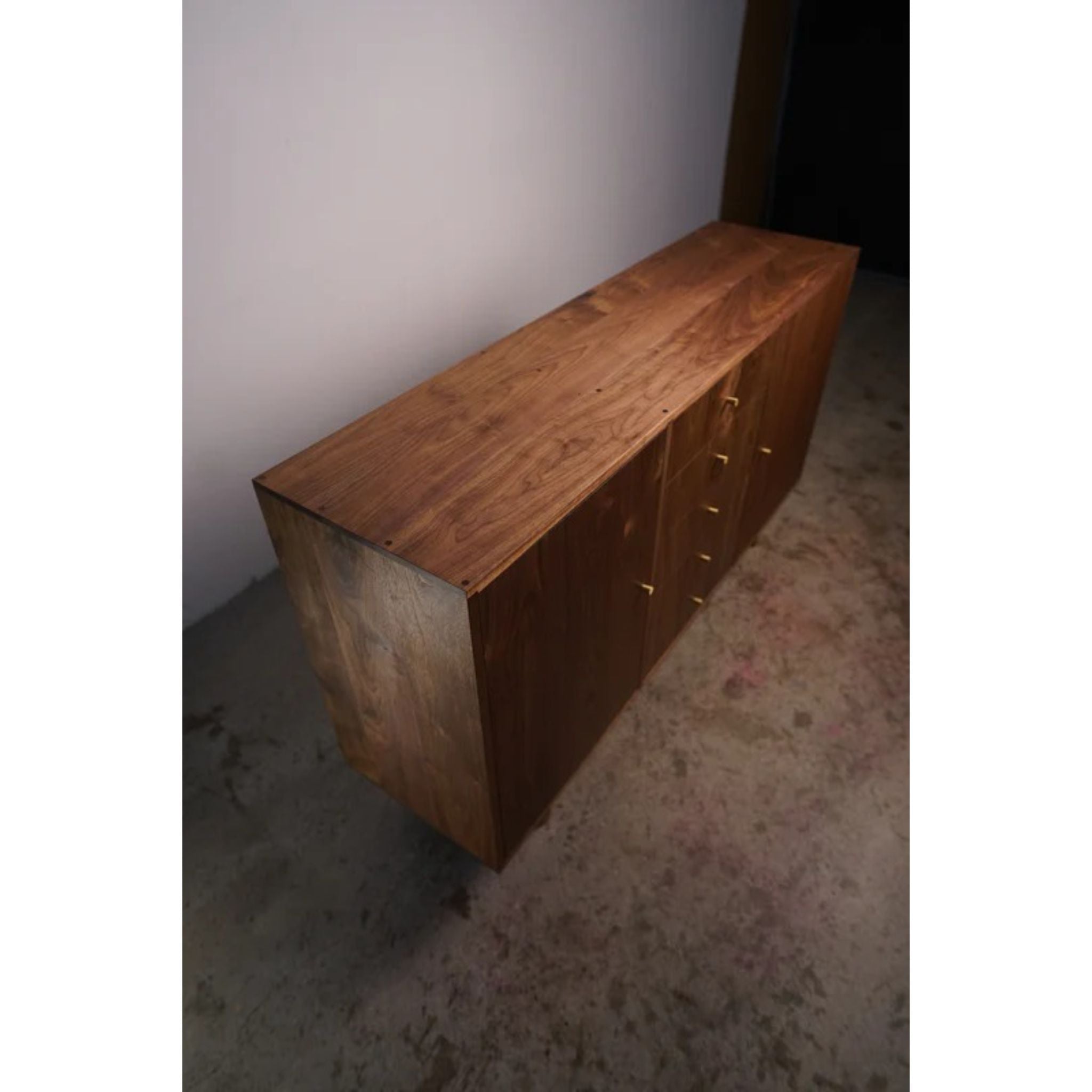 Danish Modern Console 5 Drawer 60 W CN40 Top Side View by Tomfoolery Wood Co