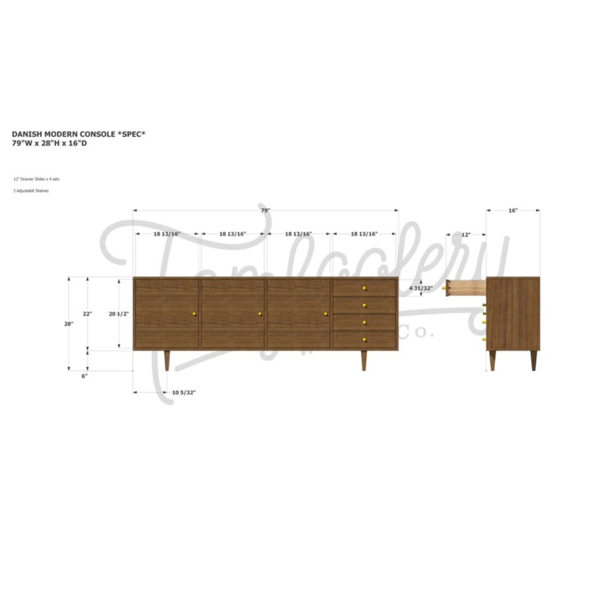 Danish Modern Console CN34 Dimmensions by Tomfoolery Wood Co