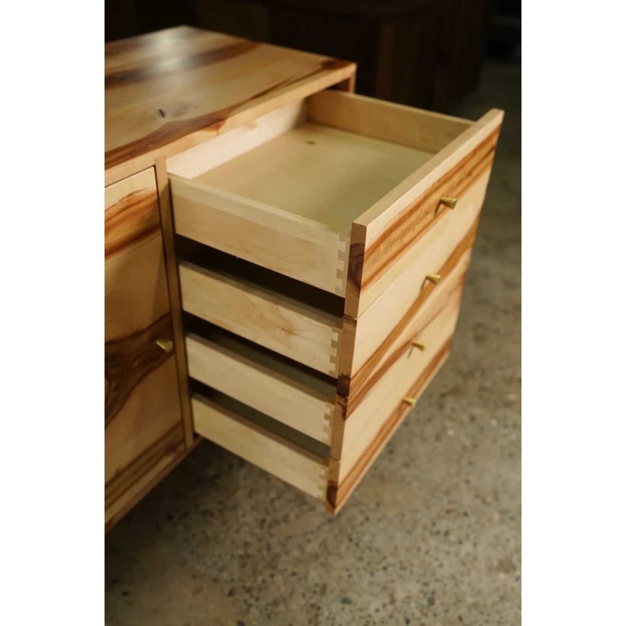 Danish Modern Console CN34 Opened Drawers View by Tomfoolery Wood Co