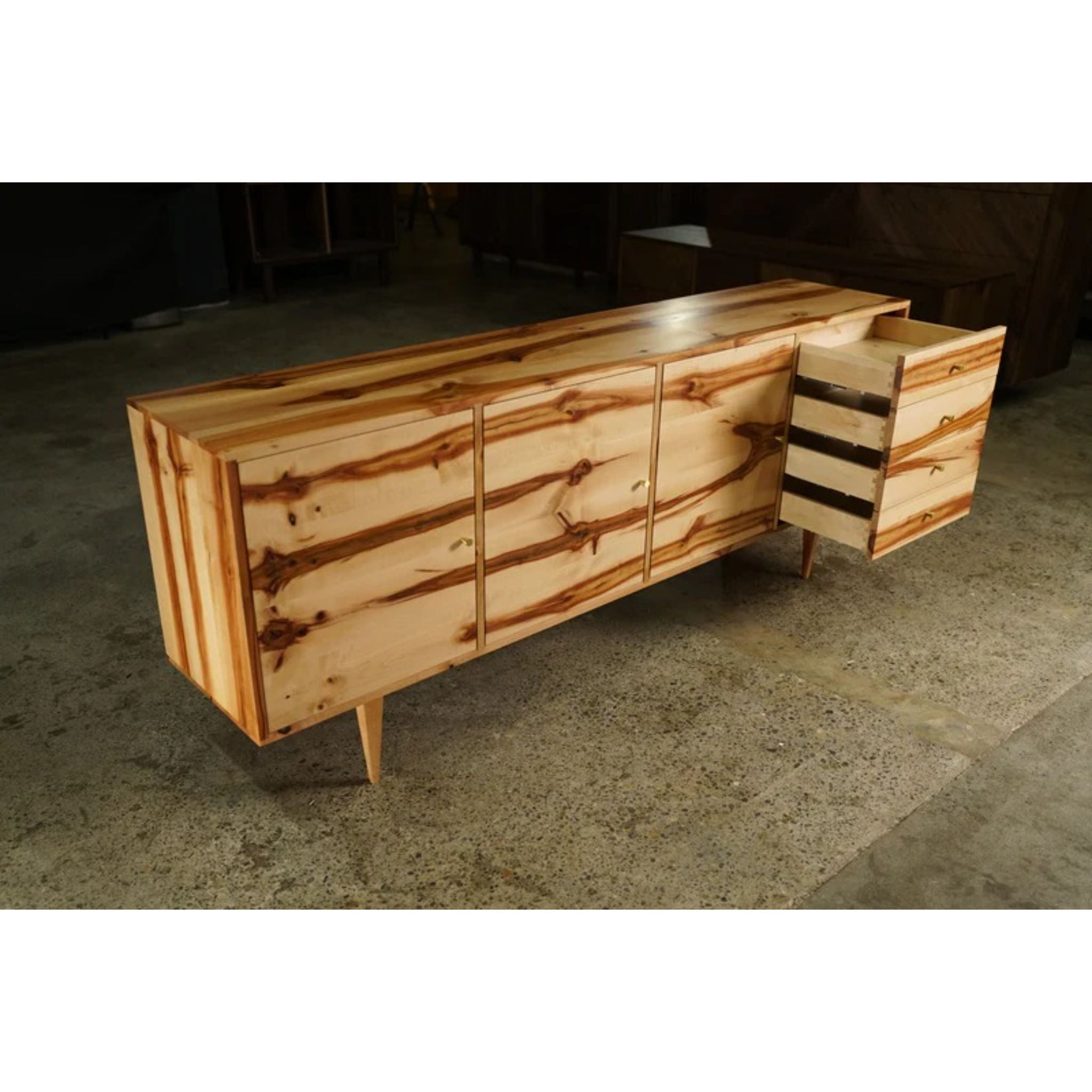 Danish Modern Console CN34 Side opened Drawers View by Tomfoolery Wood Co