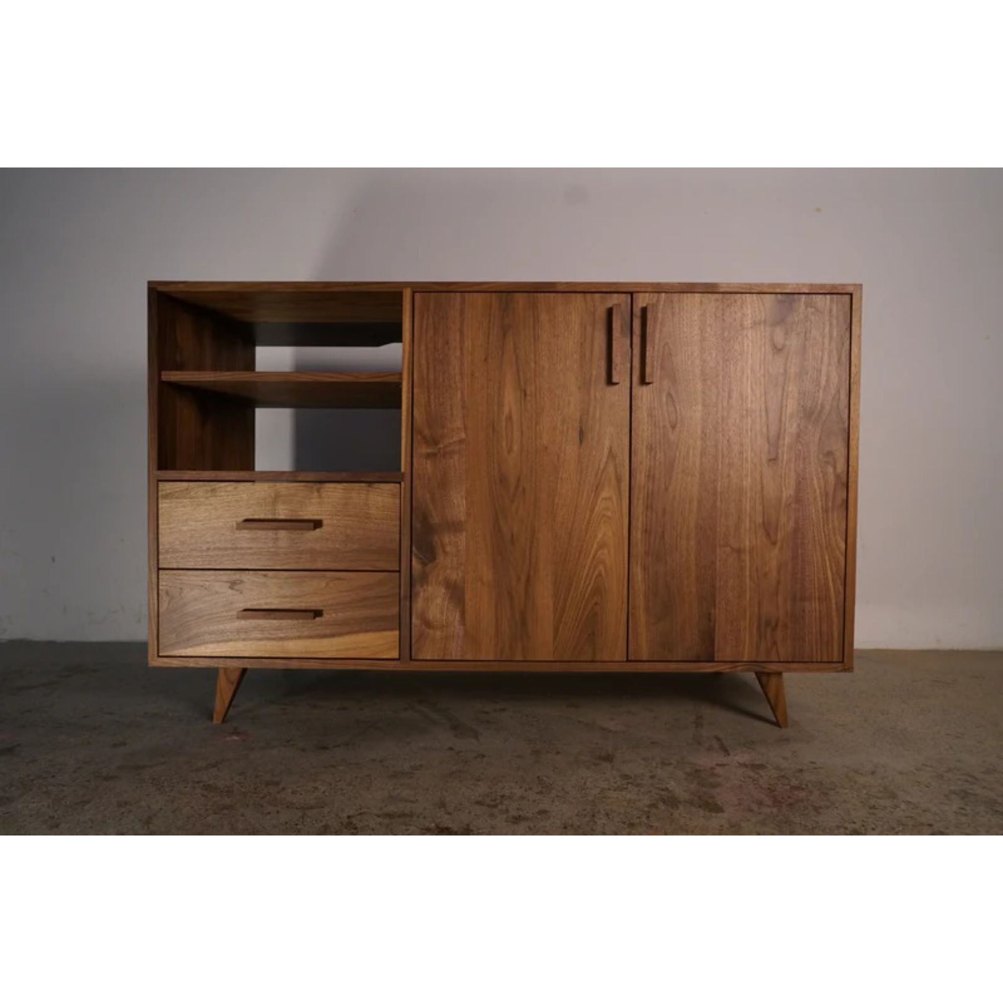 Davids Media Console 55 W CN39 Front View by Tomfoolery Wood Co