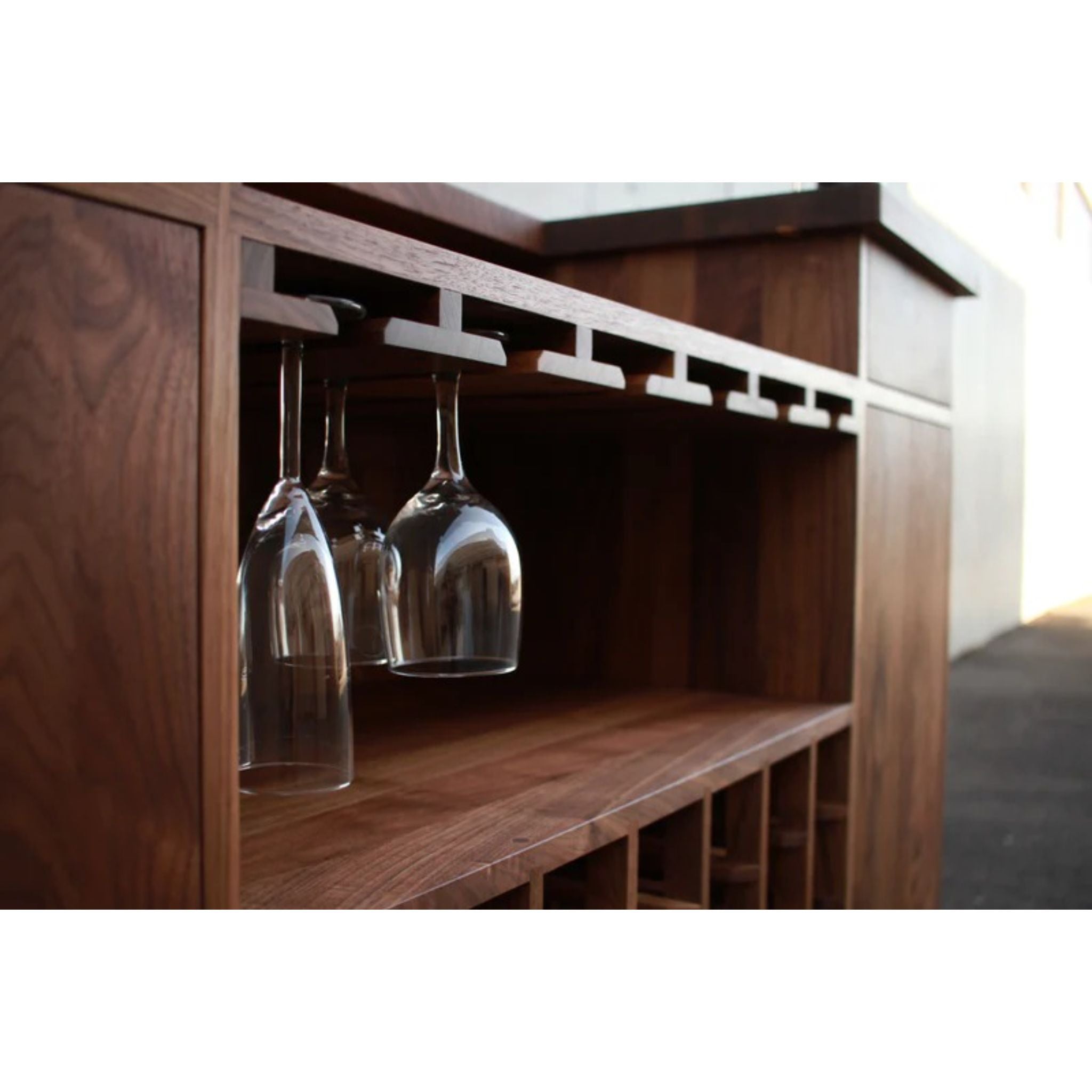 Dellinger Wine Bar BR08 Inner Closeup View by Tomfoolery Wood Co