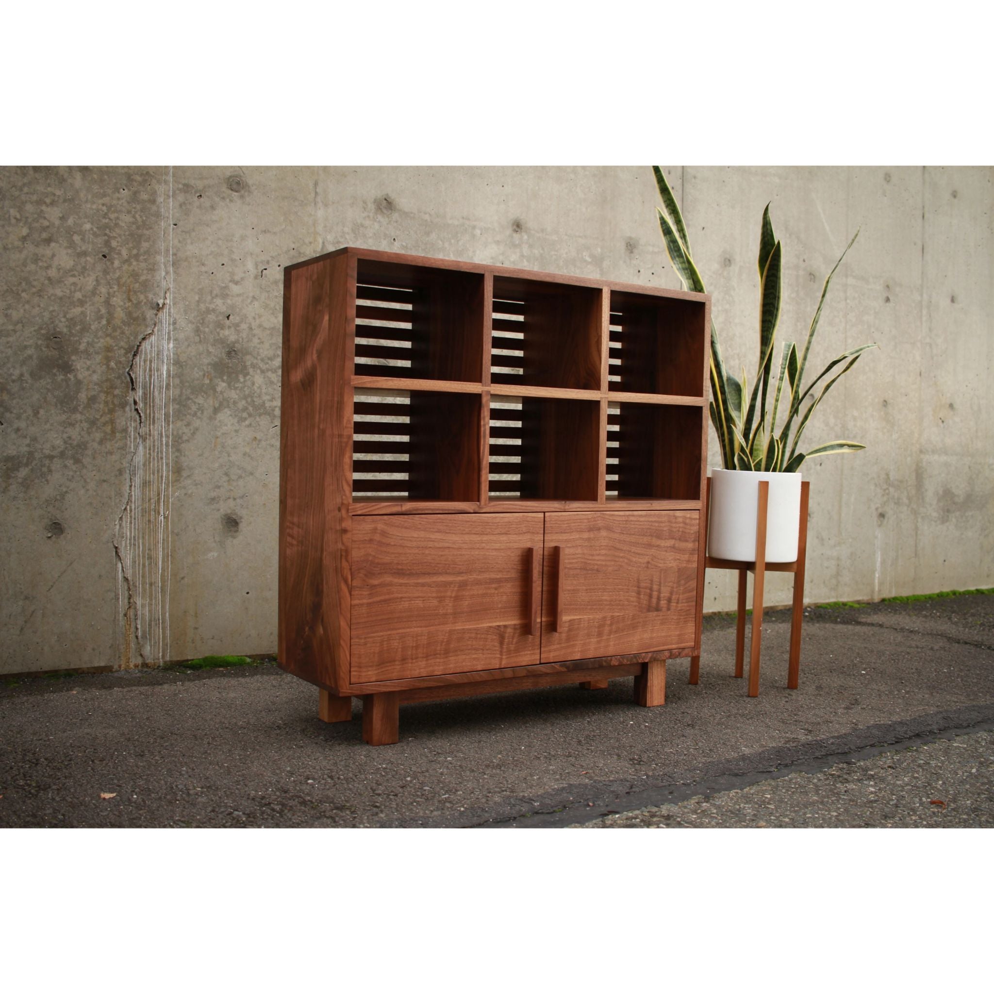 Display Cabinet CB05 Left Front View by Tomfoolery Wood Co