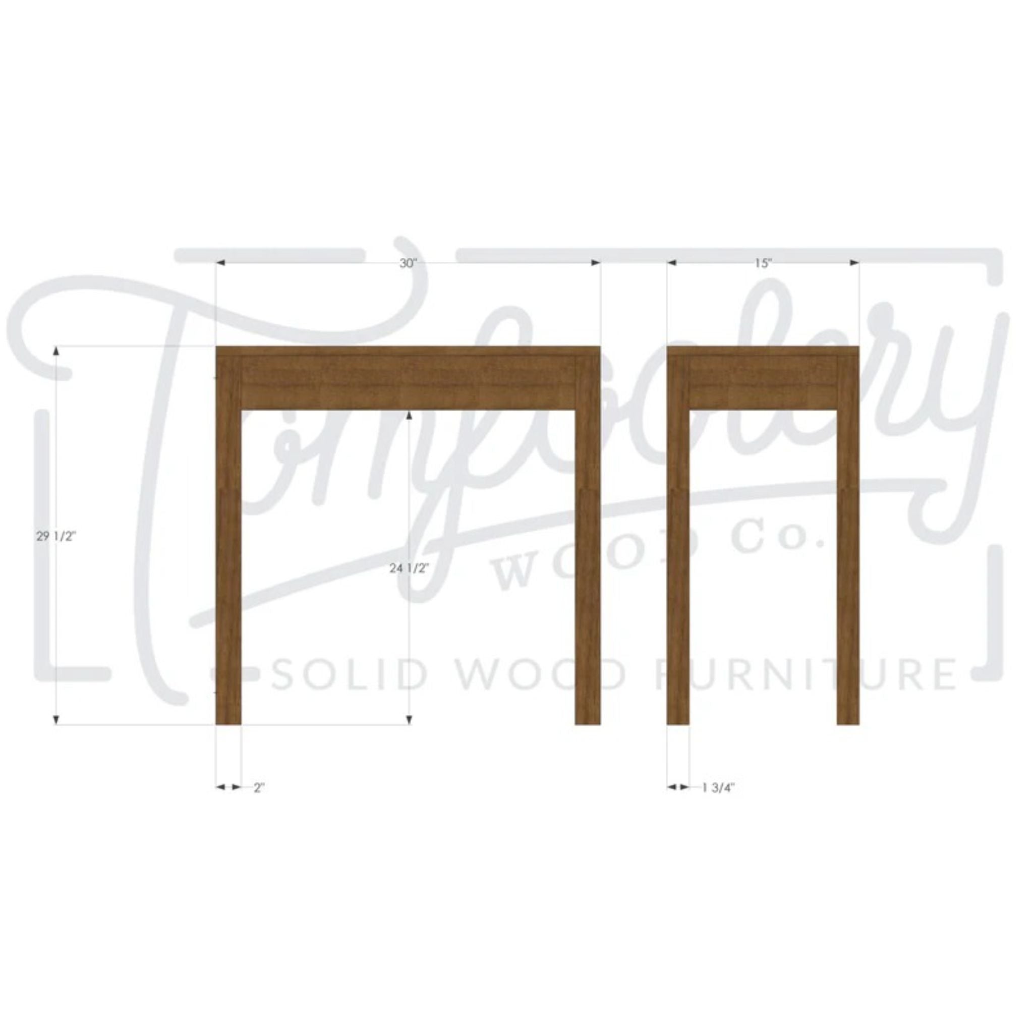 Douglas End Table TB16 Dimensions by Tomfoolery Wood Co