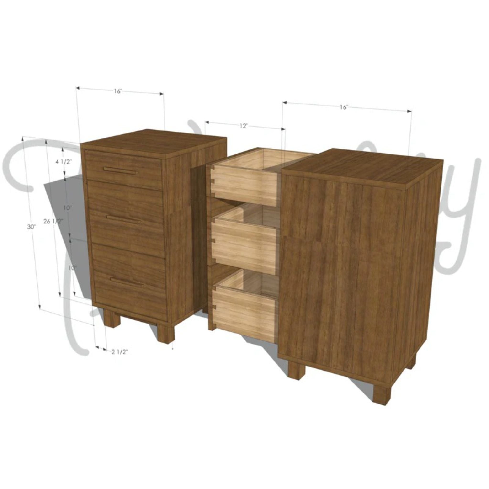 Drawer Tower 3 Drawers Dimensions by Tomfoolery Wood Co