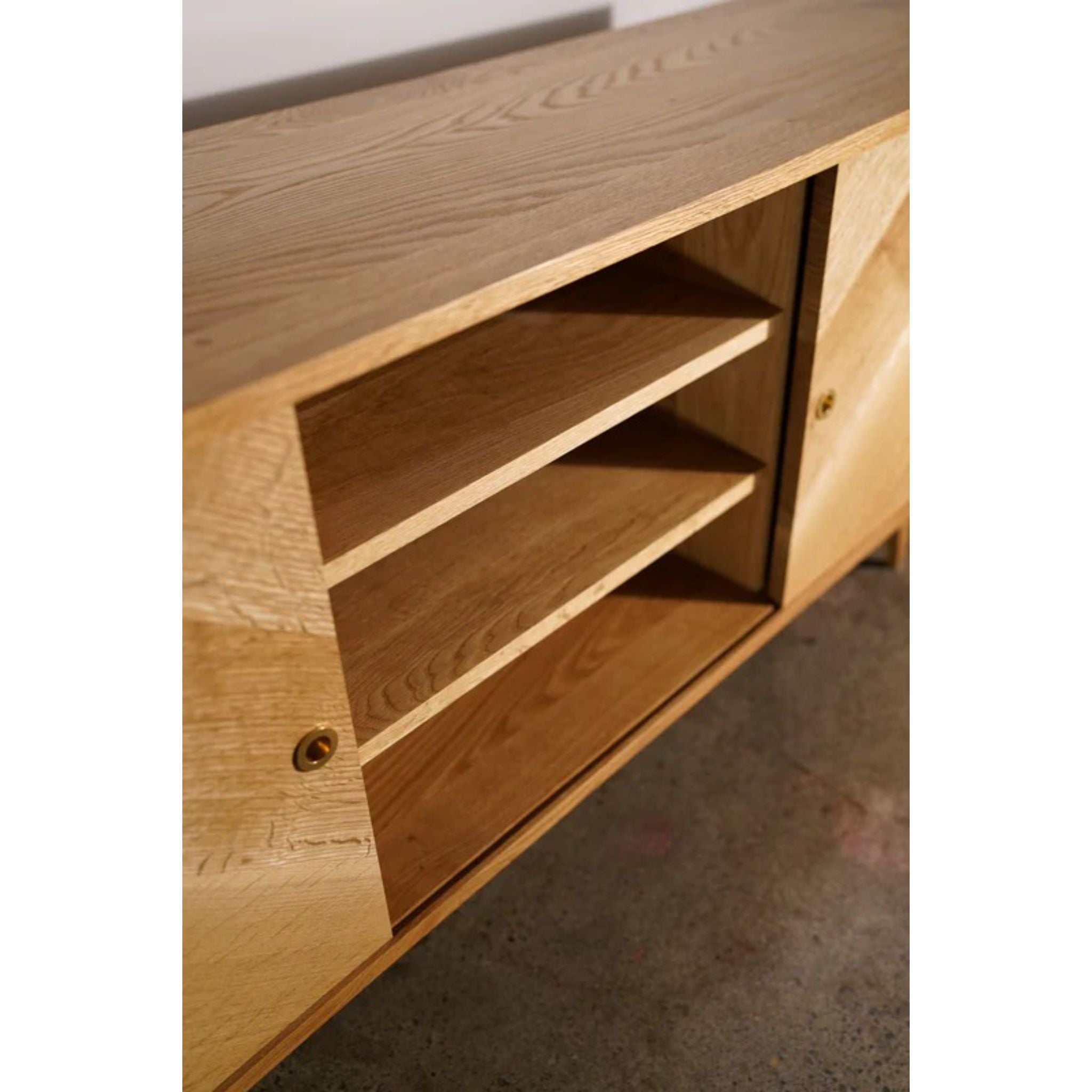 Dutzer Console CN65 Closeup View by Tomfoolery Wood Co