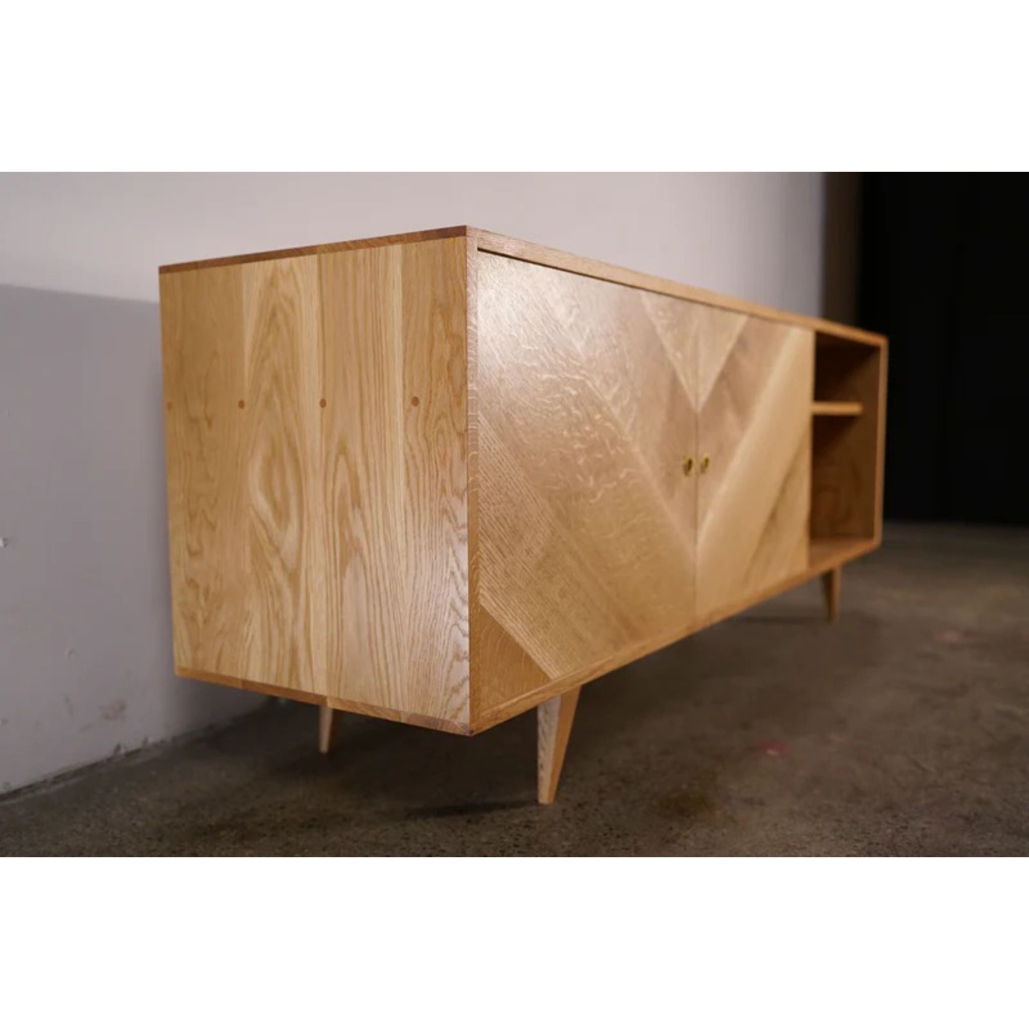 Dutzer Console CN65 Left Side View by Tomfoolery Wood Co