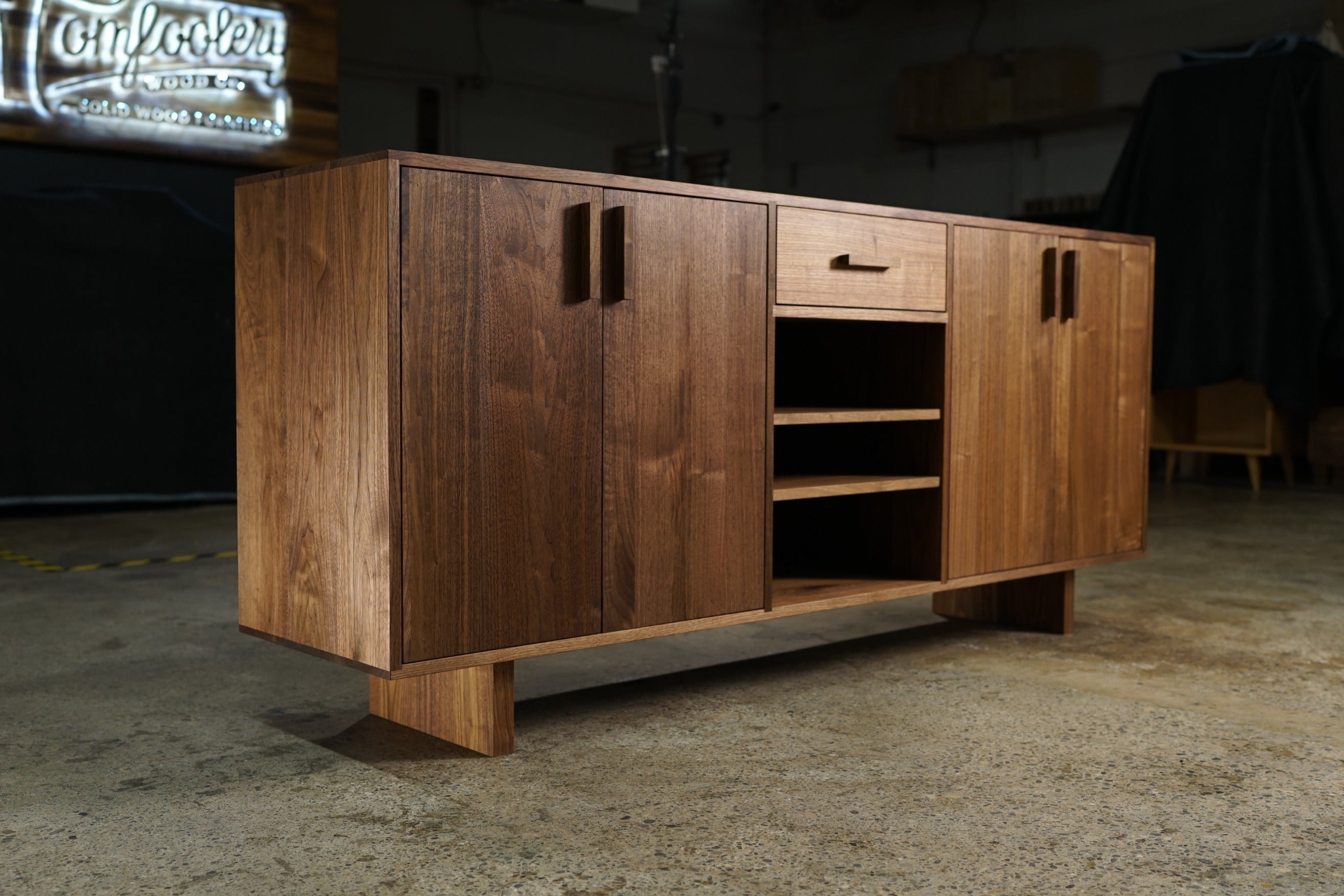 Elwell Buffet 1 Drawer CN18 Full View by Tomfoolery Wood Co