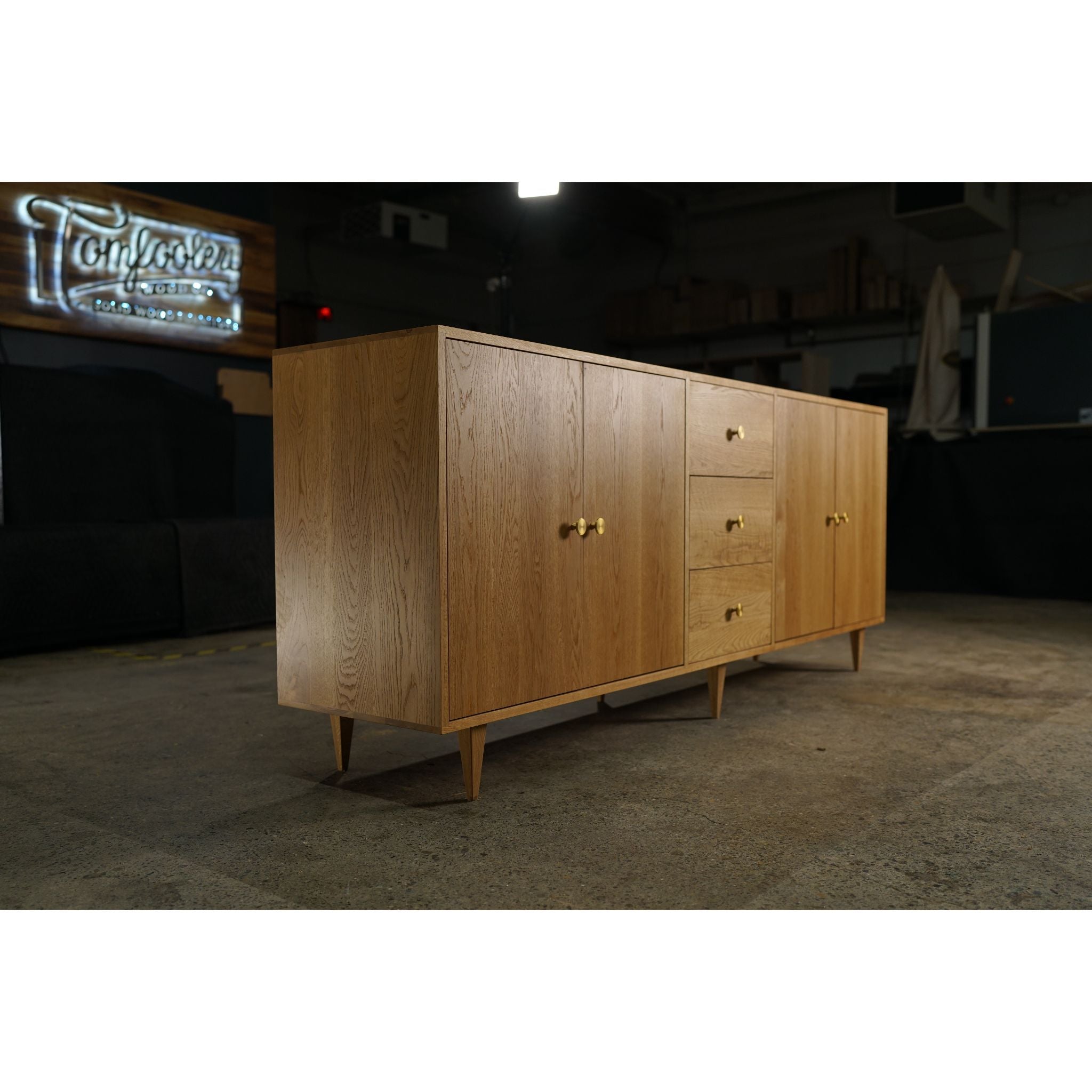 Elwell Buffet 3 Drawer CN14 Front View  by Tomfoolery Wood Co