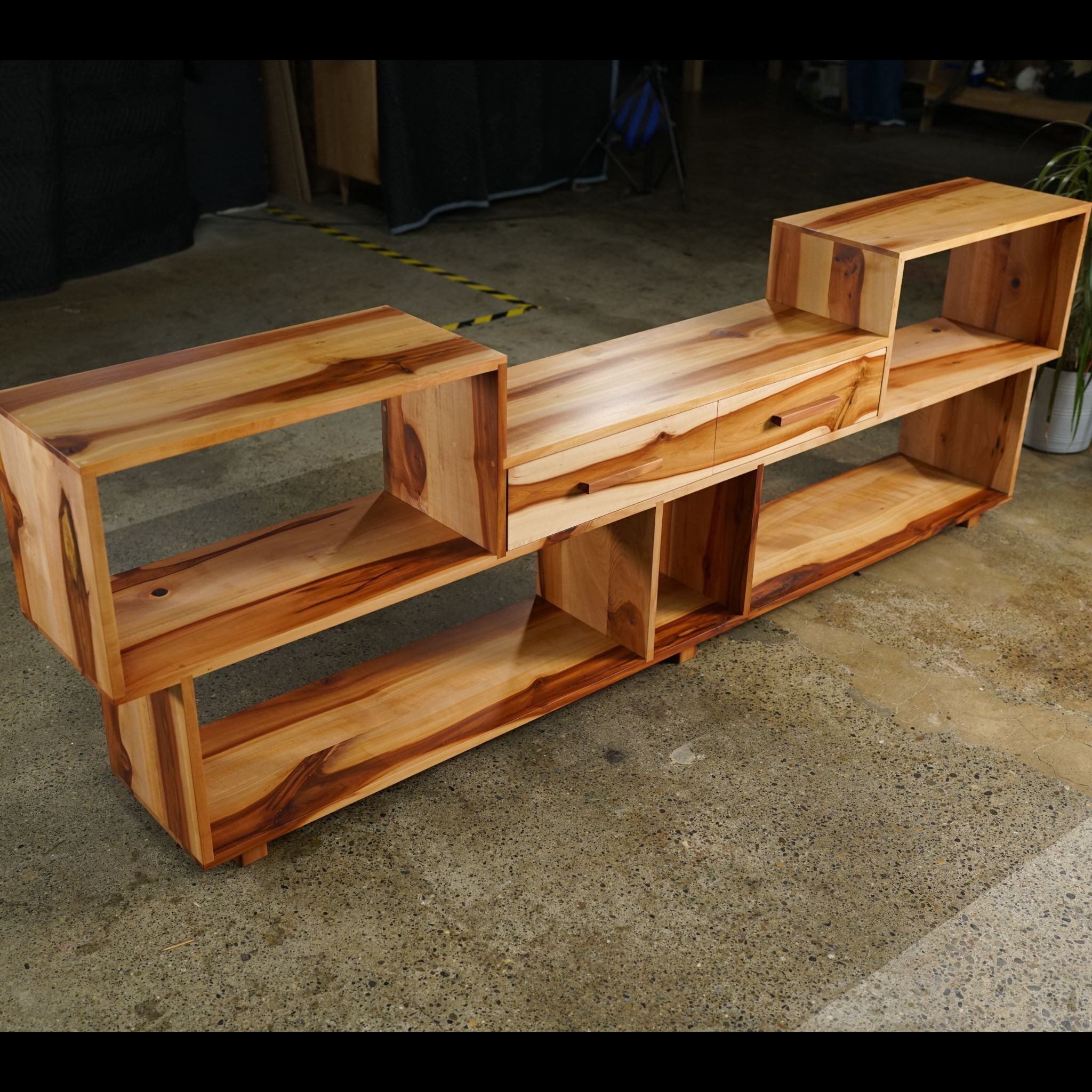 Emerson Vinyl Console 2 Drawer CN06 Full Front view by Tomfoolery Wood Co