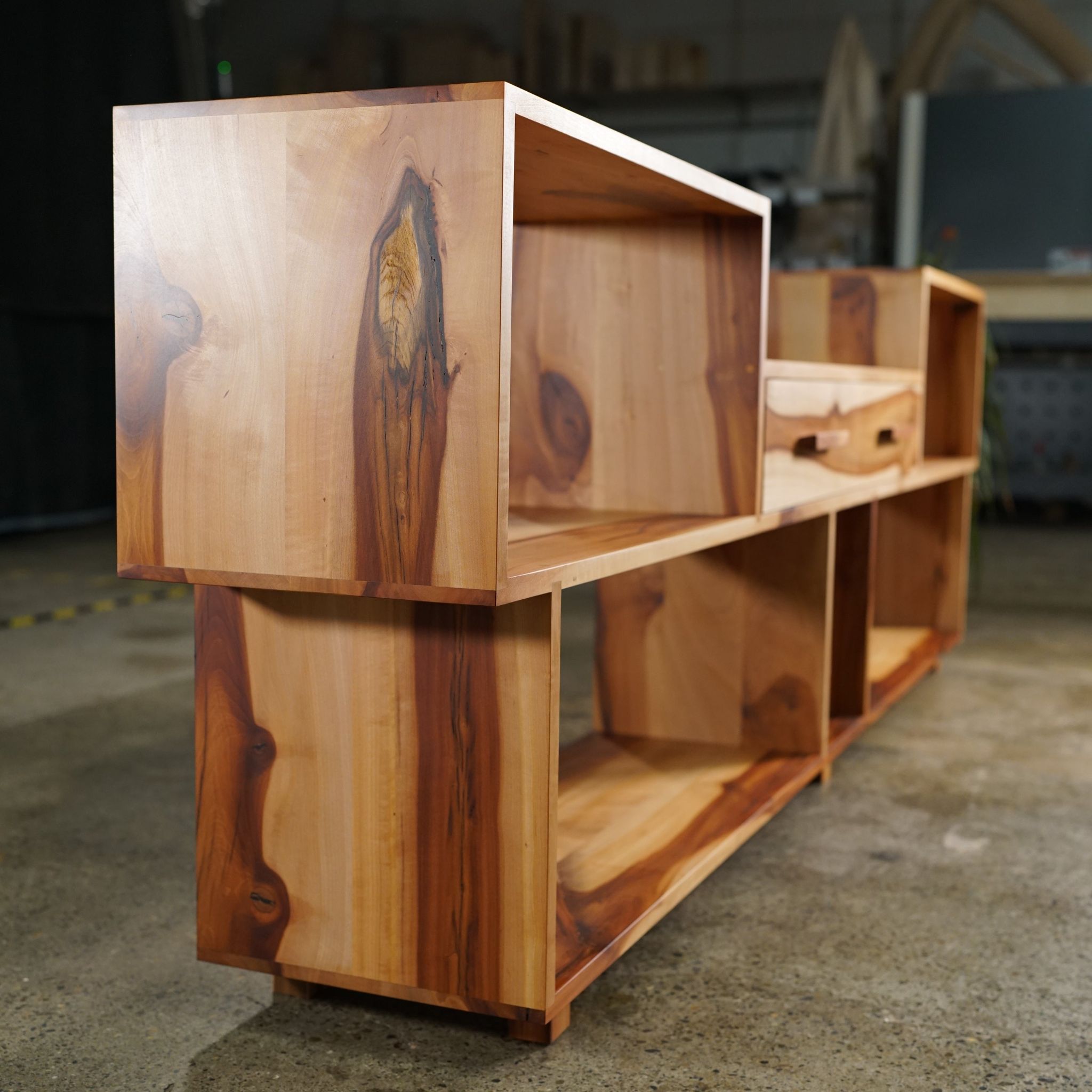 Emerson Vinyl Console 2 Drawer CN06 Left side View by Tomfoolery Wood Co