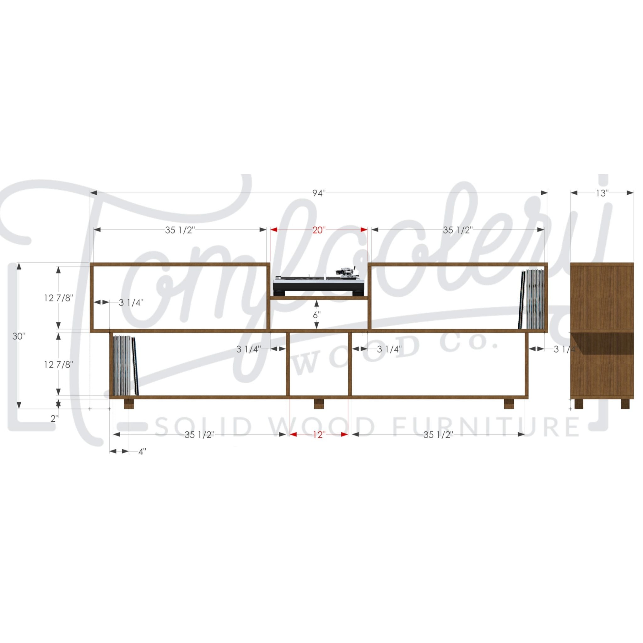 Emerson Vinyl Console Alt1 CN13 Dimensions by Tomfoolery Wood Co