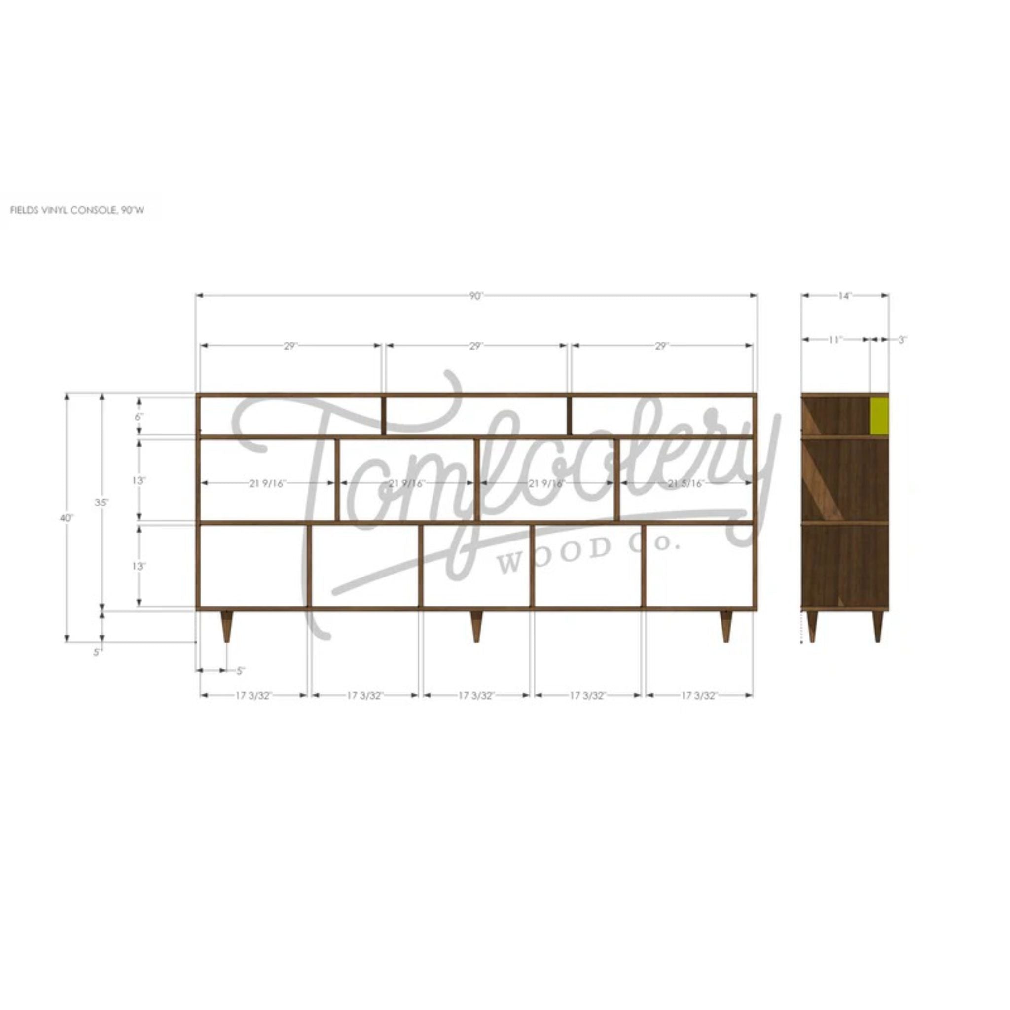 Fields Vinyl Console 90 W CN79 Dimensions by Tomfoolery Wood Co