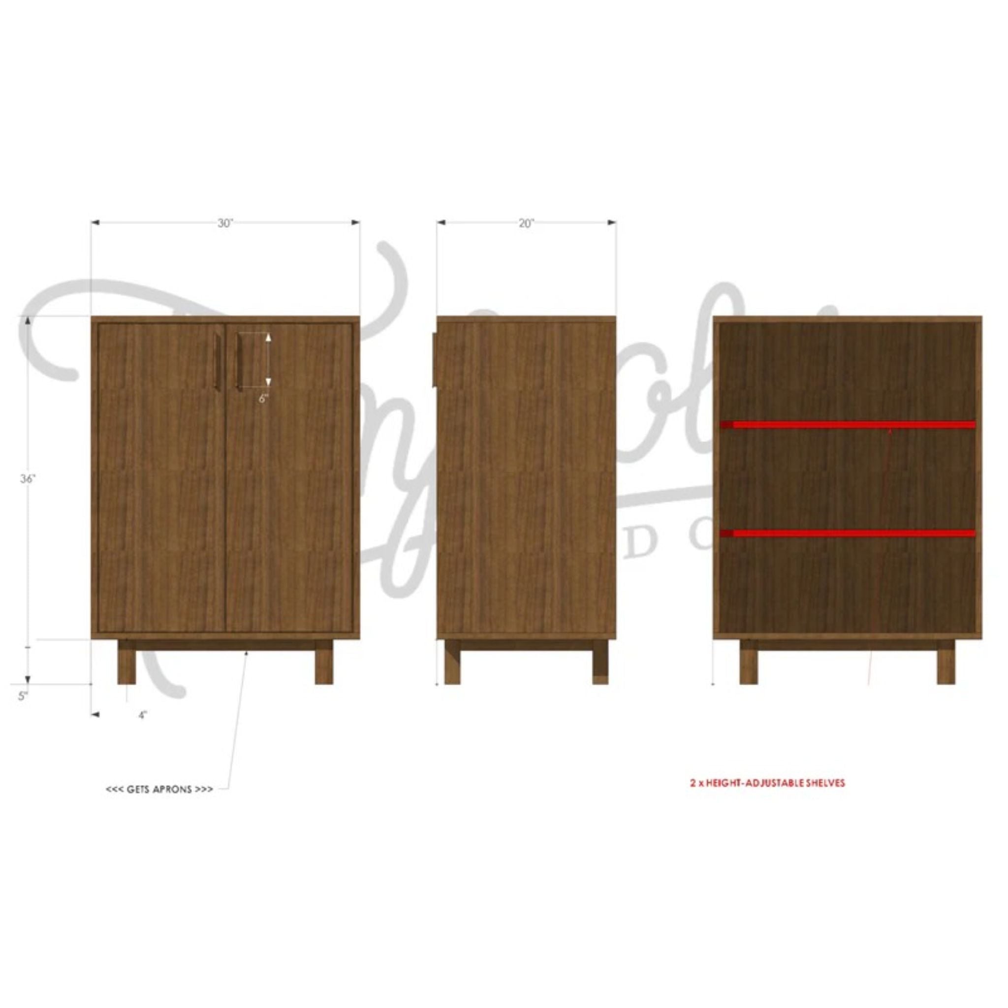Floor Cabinet CB04 Dimensions by Tomfoolery Wood Co