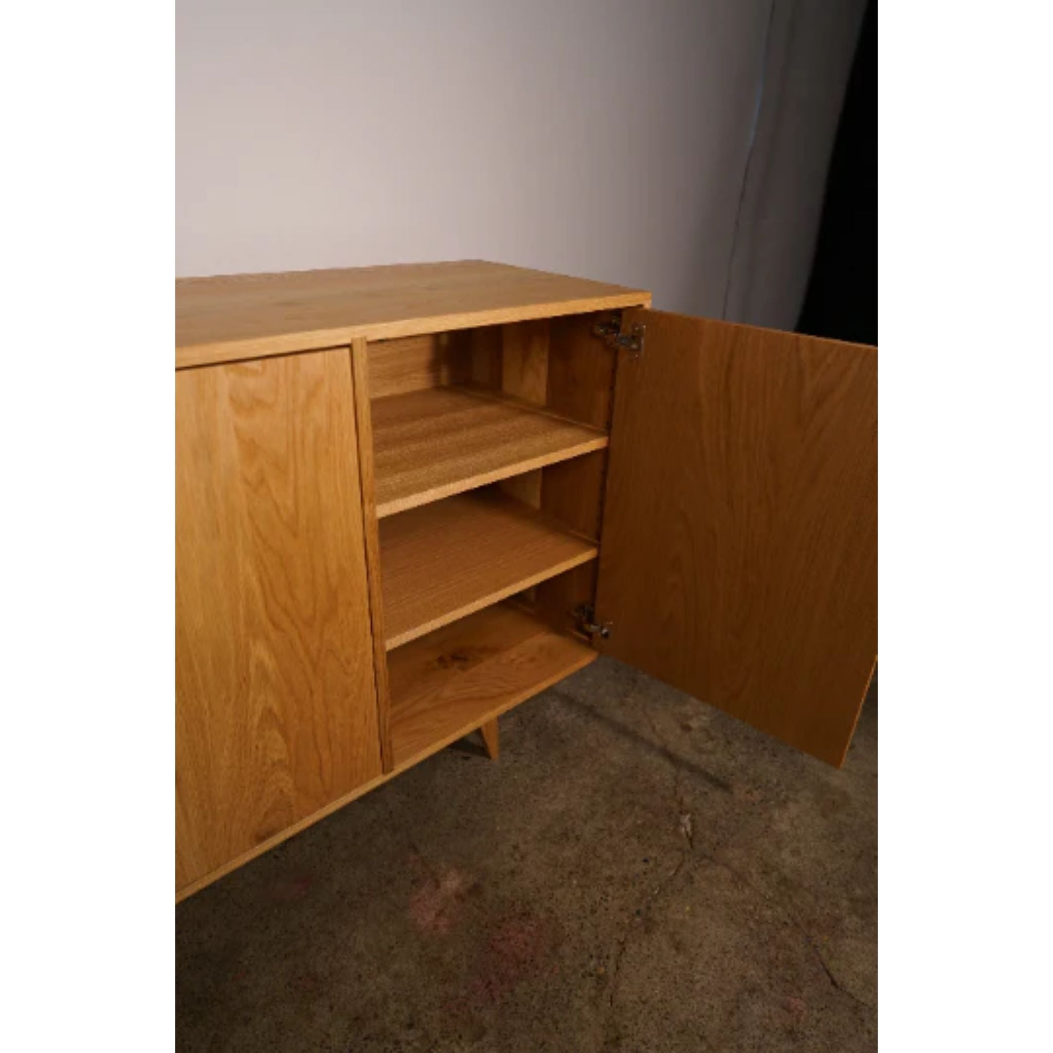 Frascone Ewell Buffet CN59 Right Side Opened Doors View by Tomfoolery Wood Co