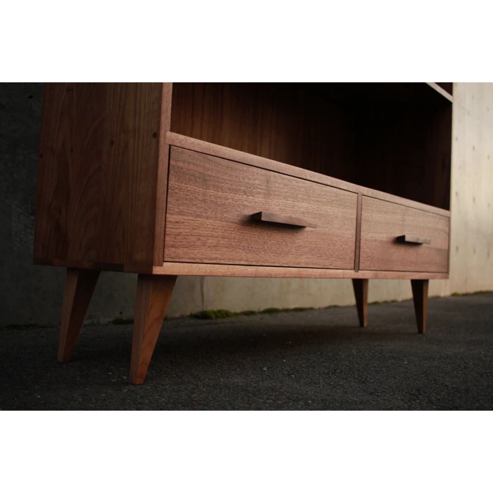 Fullstack Bookcase Double Wide BC04 Left Bottom Side View by Tomfoolery Wood Co