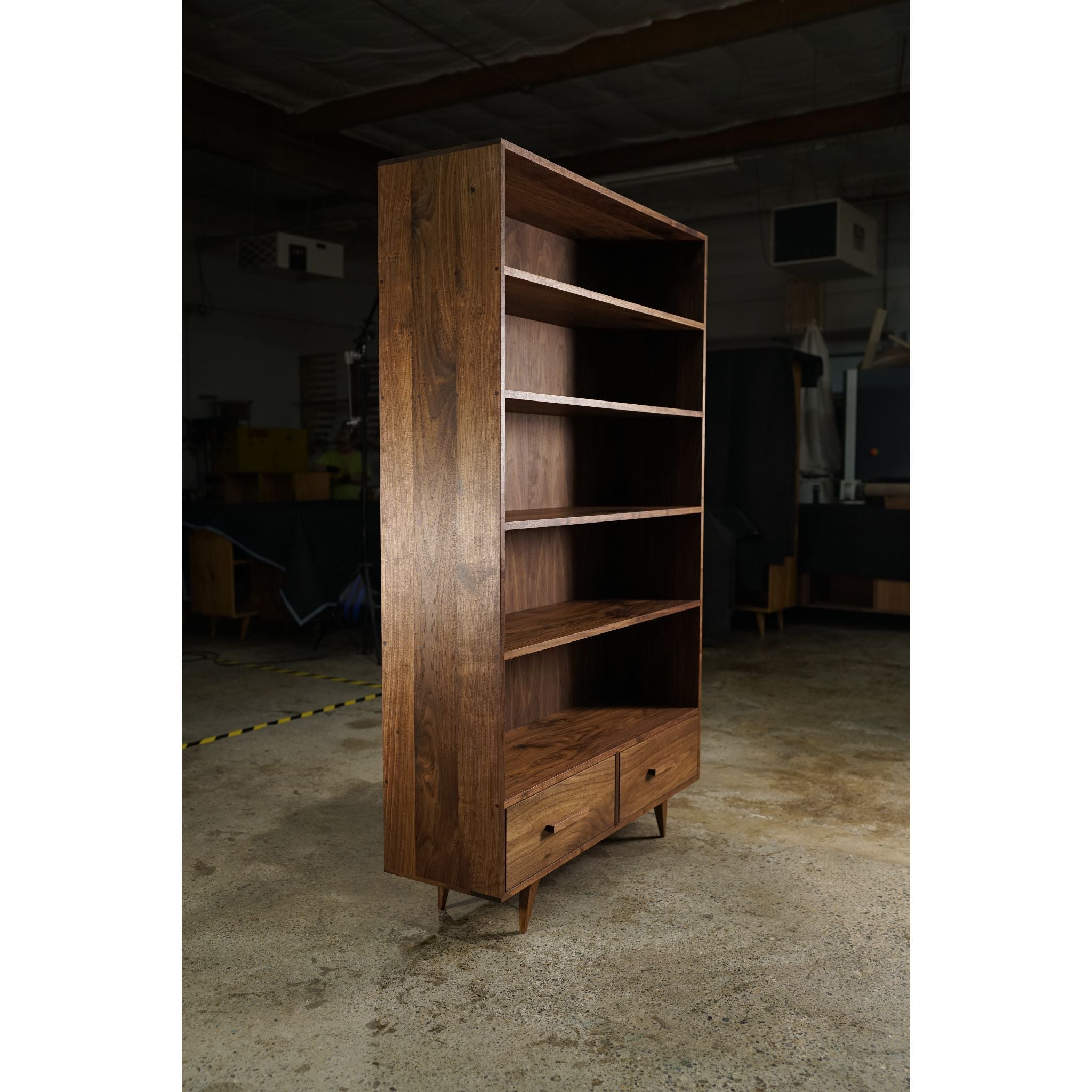 Fullstack Bookcase Double Wide BC04 Left Side View by Tomfoolery Wood Co