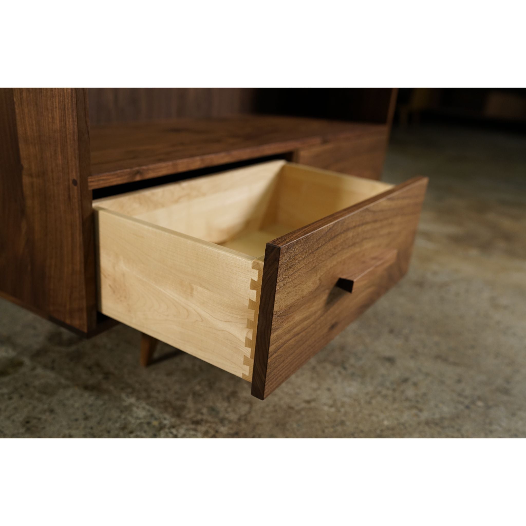 Fullstack Bookcase Double Wide BC04 Opened Drawer Closeup View 1 by Tomfoolery Wood Co