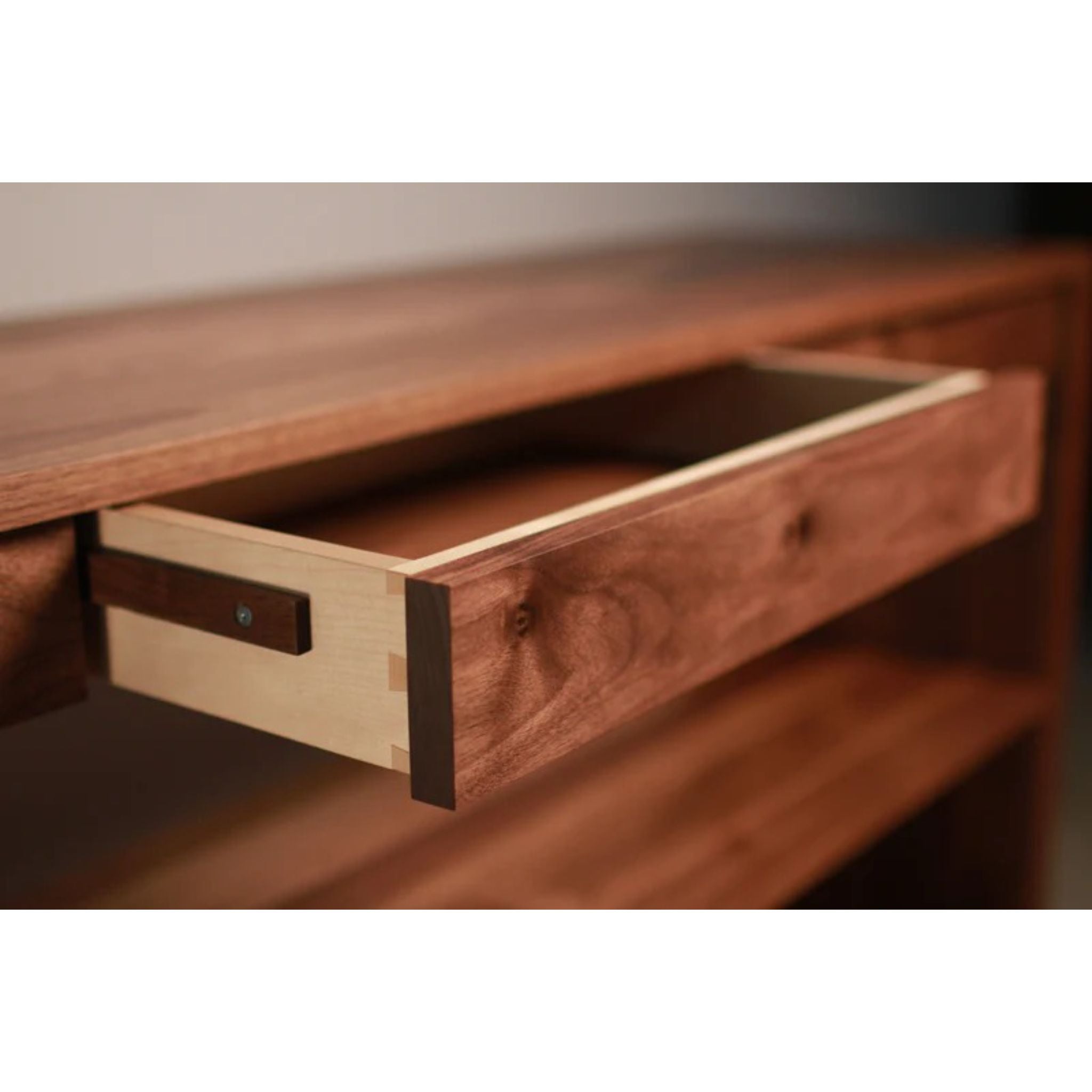 Ghooray Bookcase BC20 Opened Drawer Closeup View by Tomfoolery Wood Co