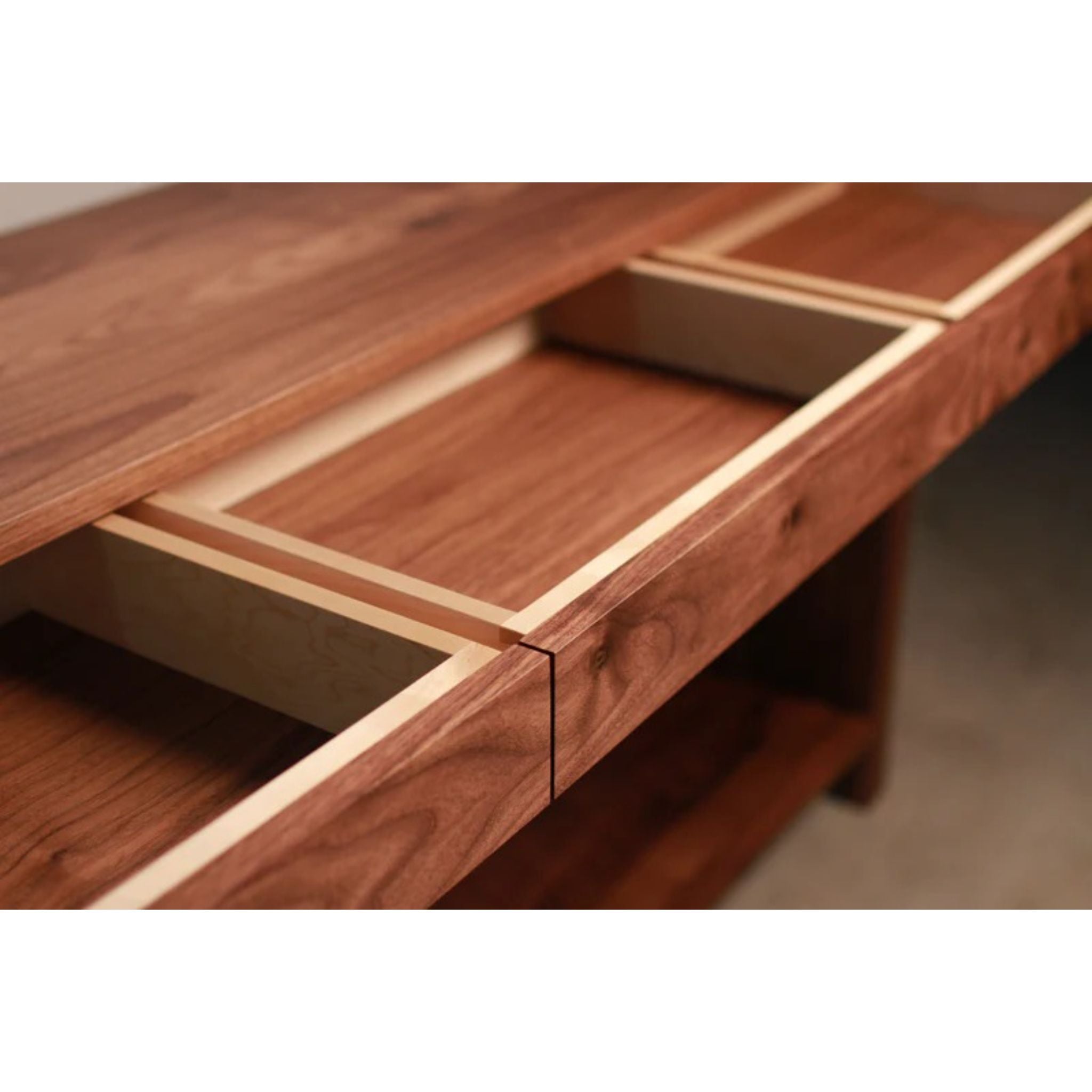 Ghooray Bookcase BC20 Opened Drawers Closeup View by Tomfoolery Wood Co