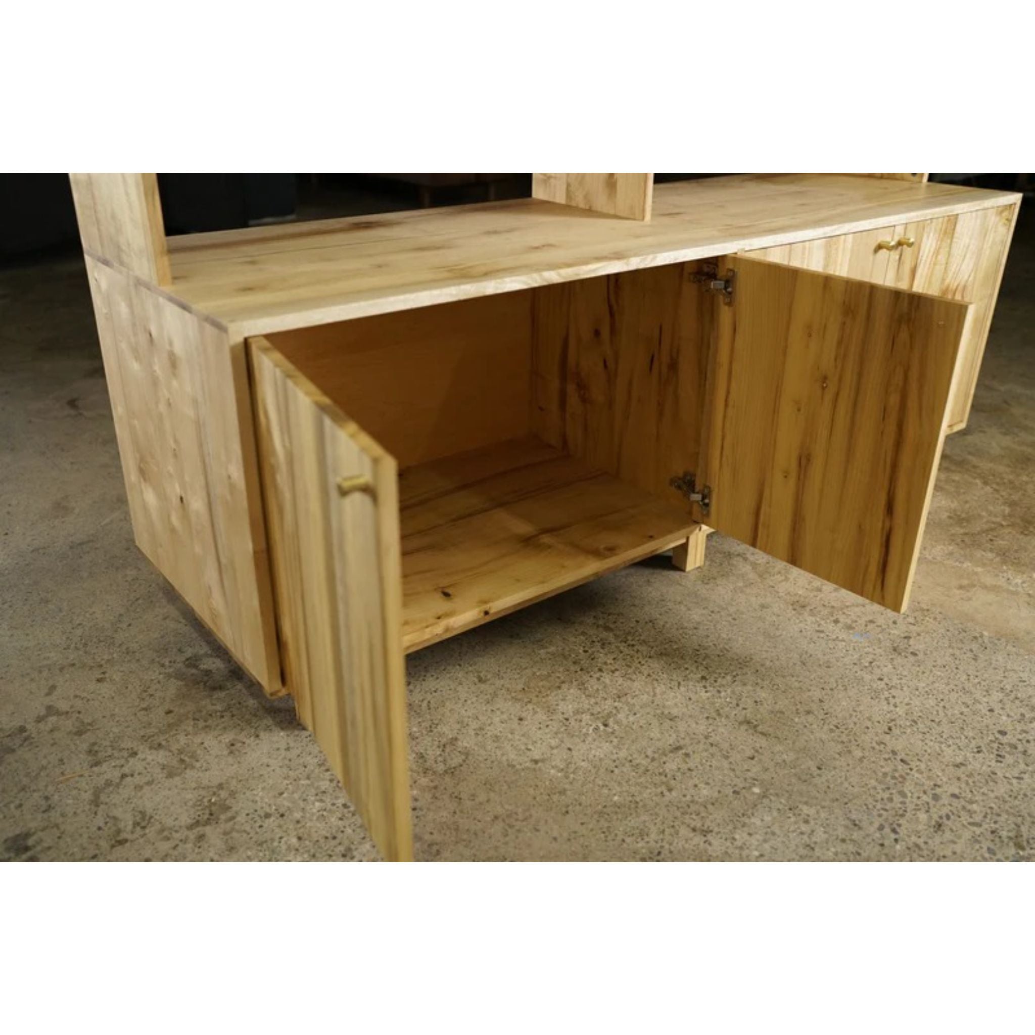 Gilles Hutch 2.0 72 W HU03 Opened Door View by Tomfoolery Wood Co