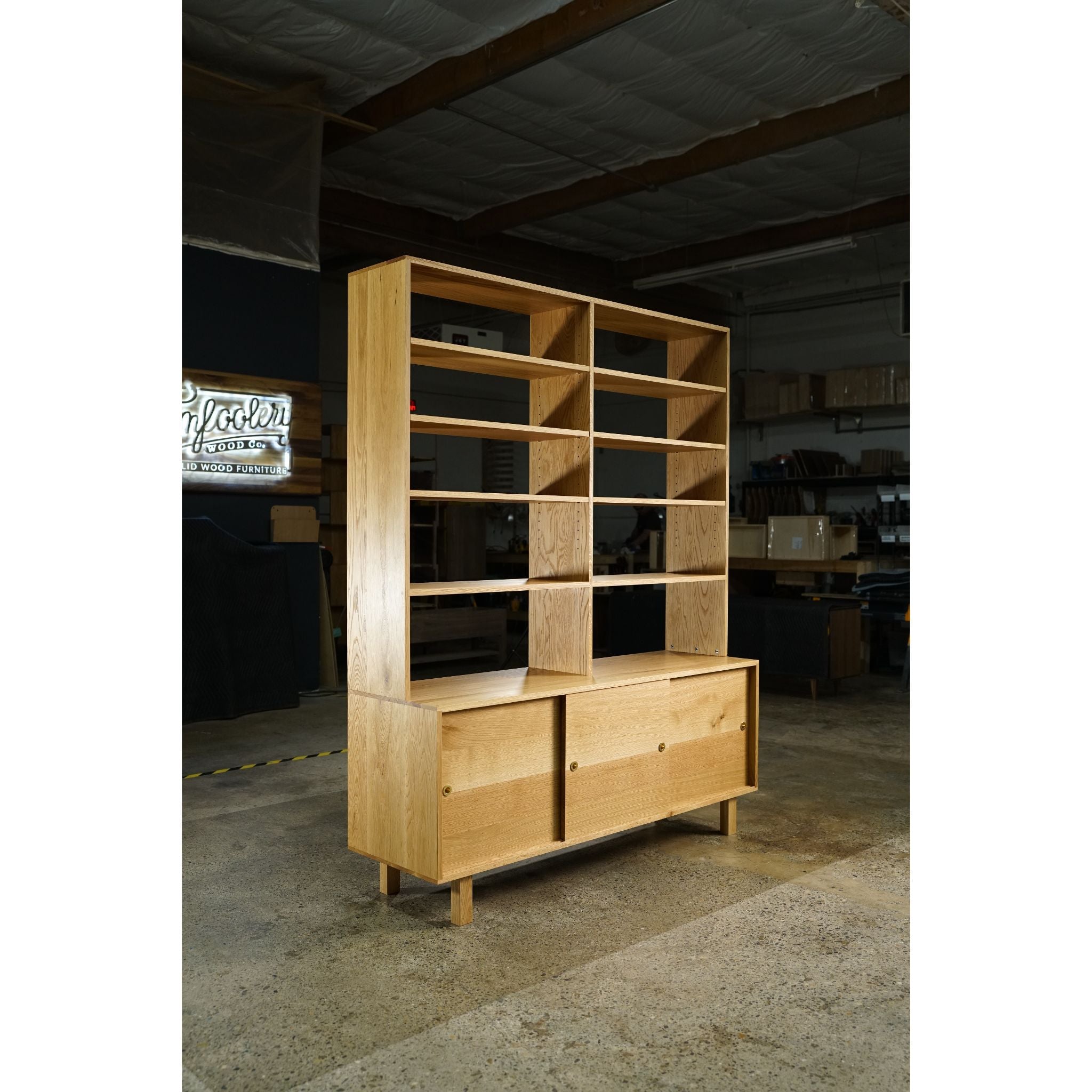 Gilles Hutch 2.0 Sliding Doors 62W HU02 Front View by Tomfoolery Wood Co