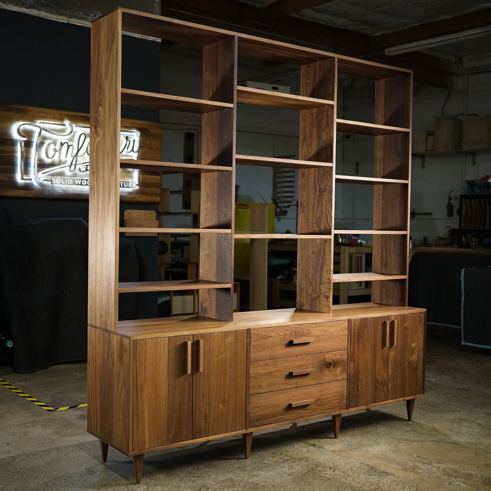 Gilles Hutch 3 Drawer 80W HU01 Front Full View by Tomfoolery Wood Co