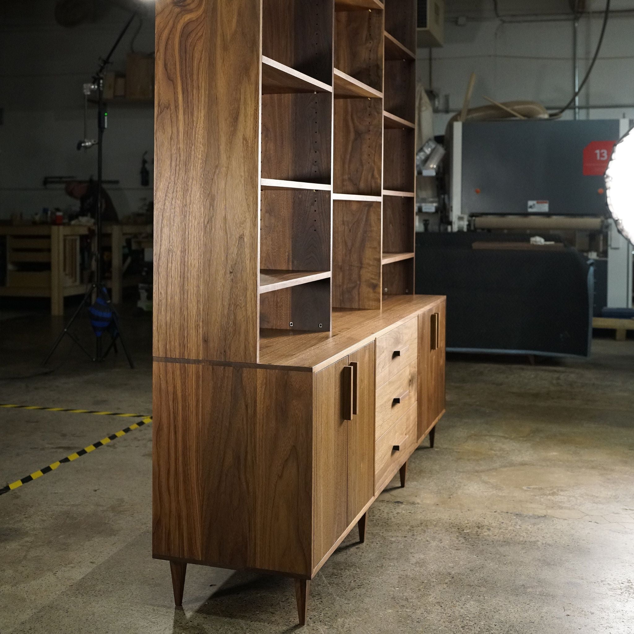 Gilles Hutch 3 Drawer 80W HU01 Left Side View by Tomfoolery Wood Co