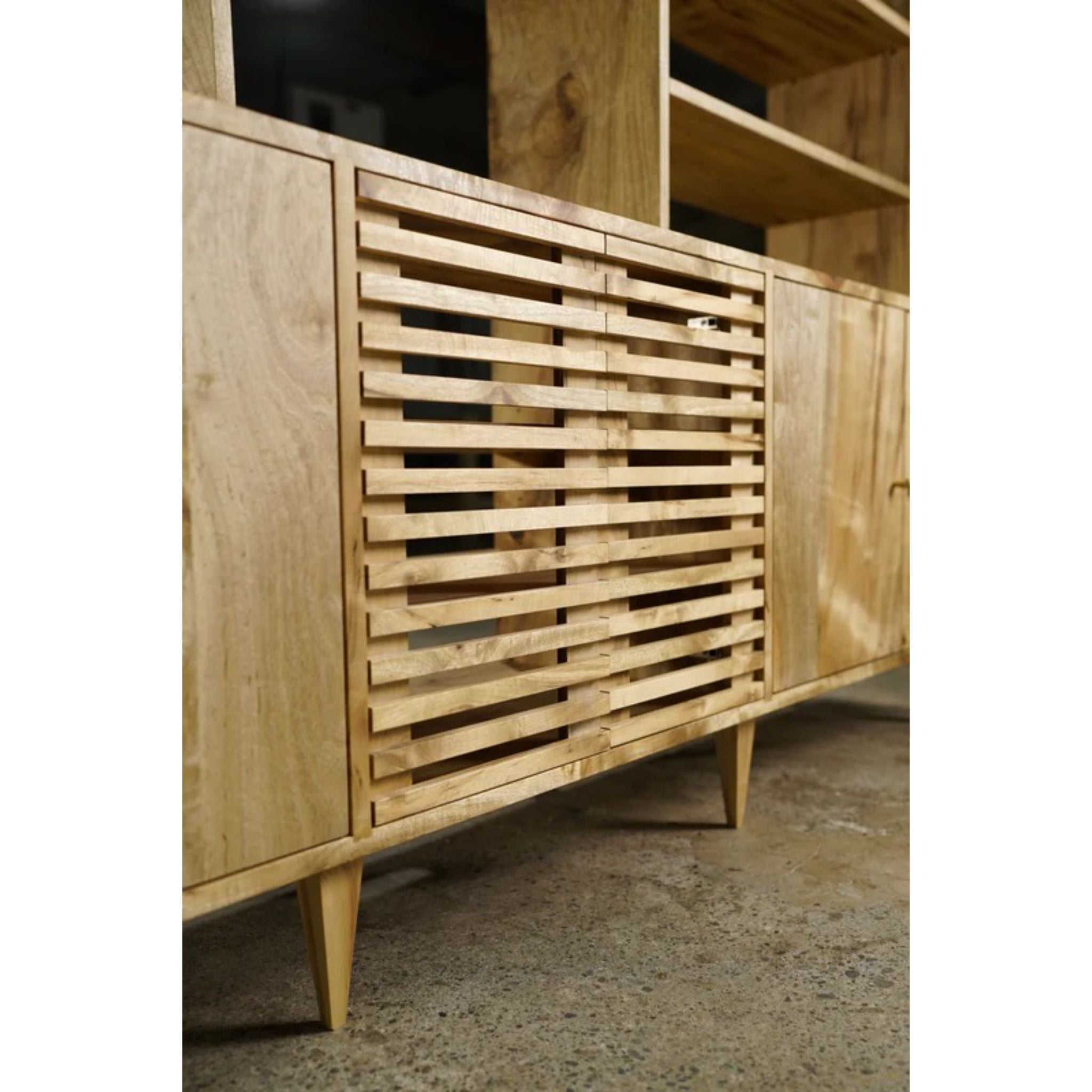 Gilles Hutch Slat Doors HU04 Lower Center View by Tomfoolery Wood Co