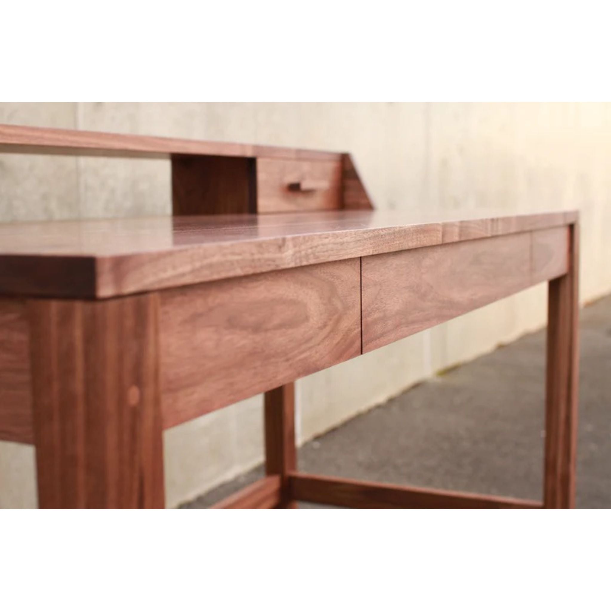 Gordon Writing Desk DK05  Left Corner Closeup View by Tomfoolery Wood Co