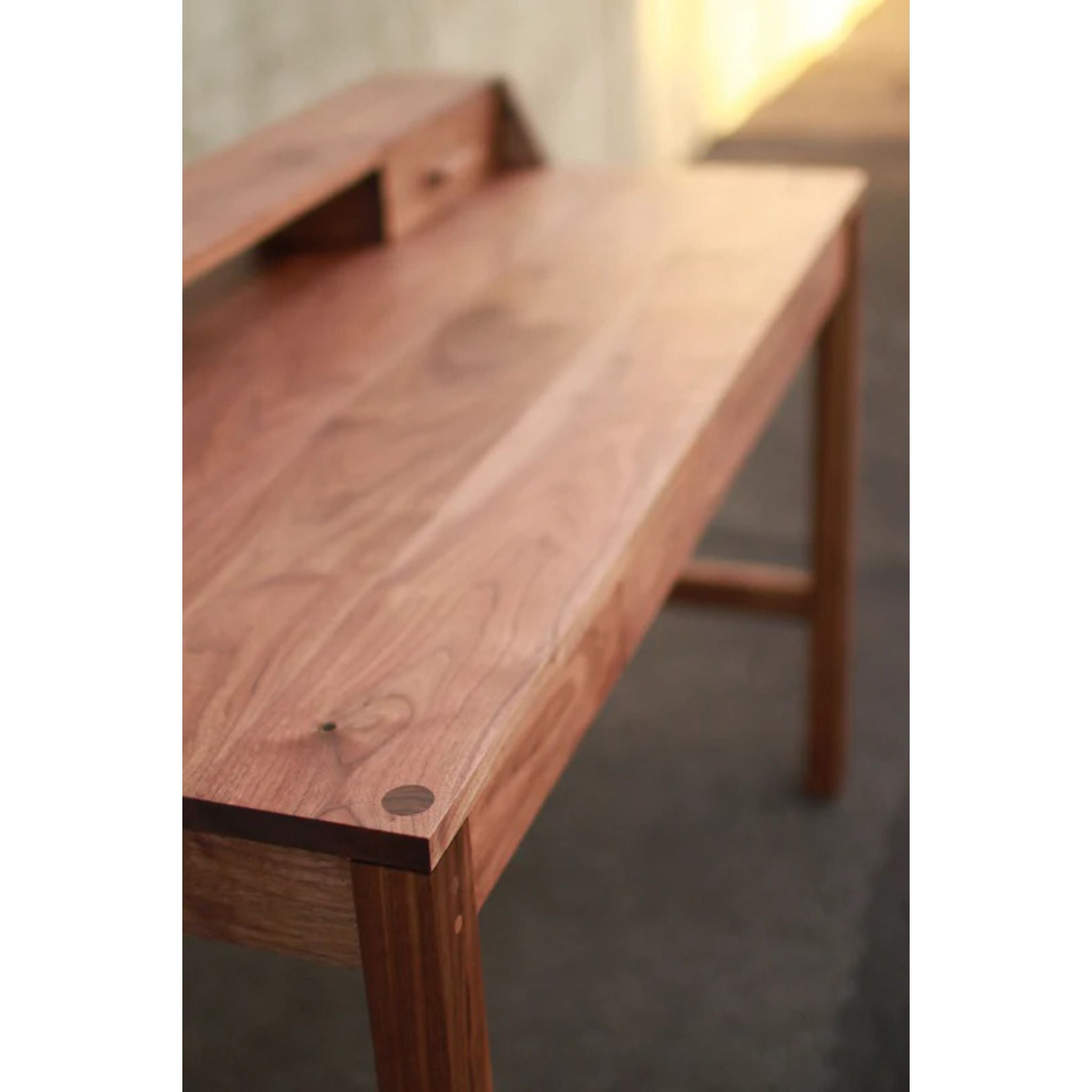 Gordon Writing Desk DK05 Top Side Front Corner View by Tomfoolery Wood Co