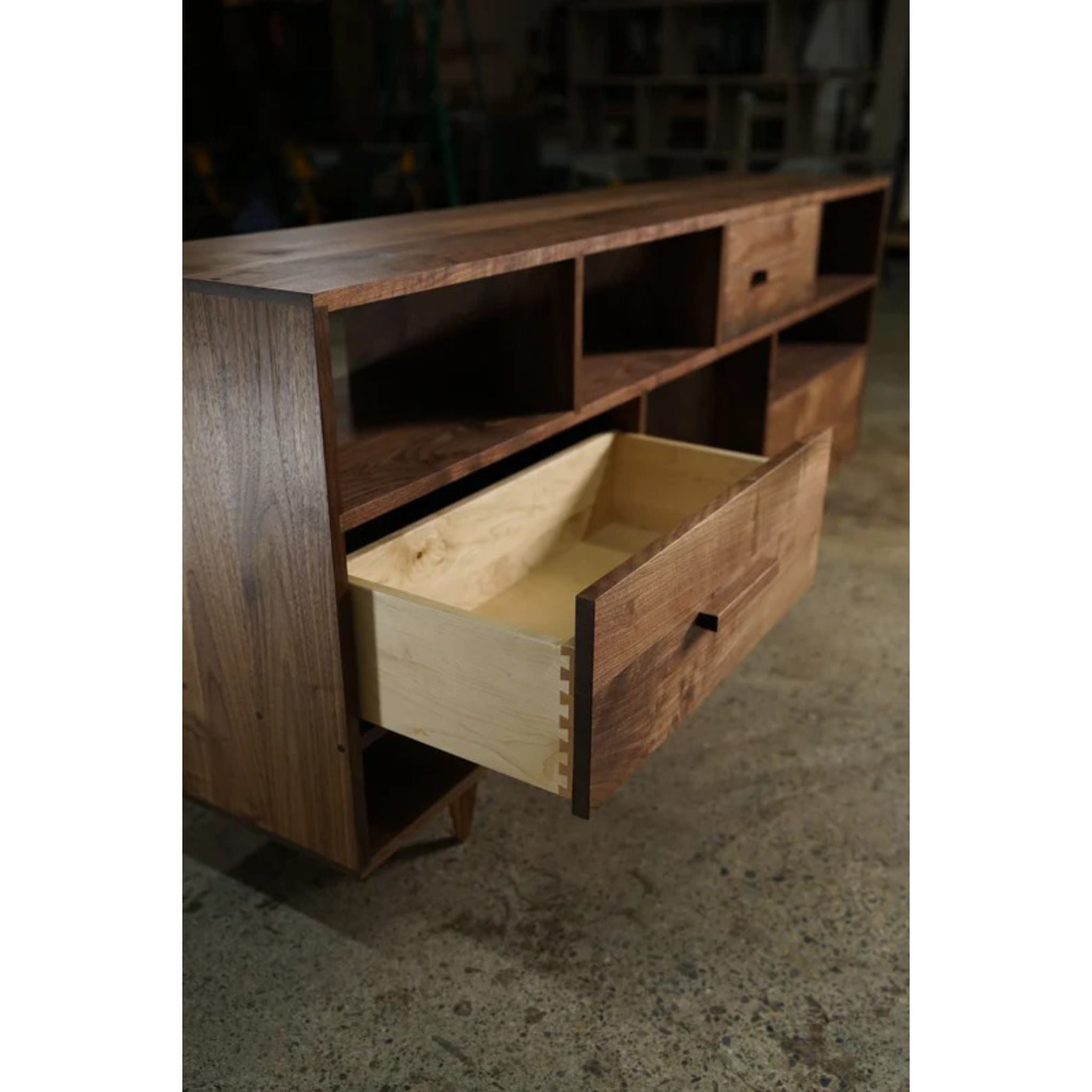 Guenther Console CN64 Opened Drawer View by Tomfoolery Wood Co