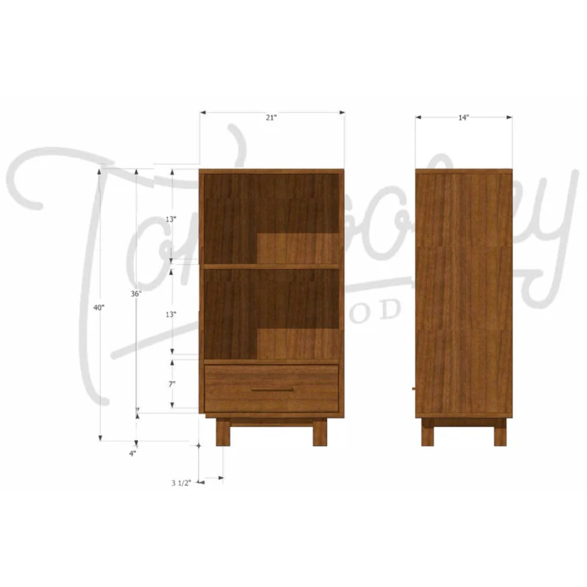 Halfstack Bookcase (Alt) BC17 Dimensions by Tomfoolery Wood Co