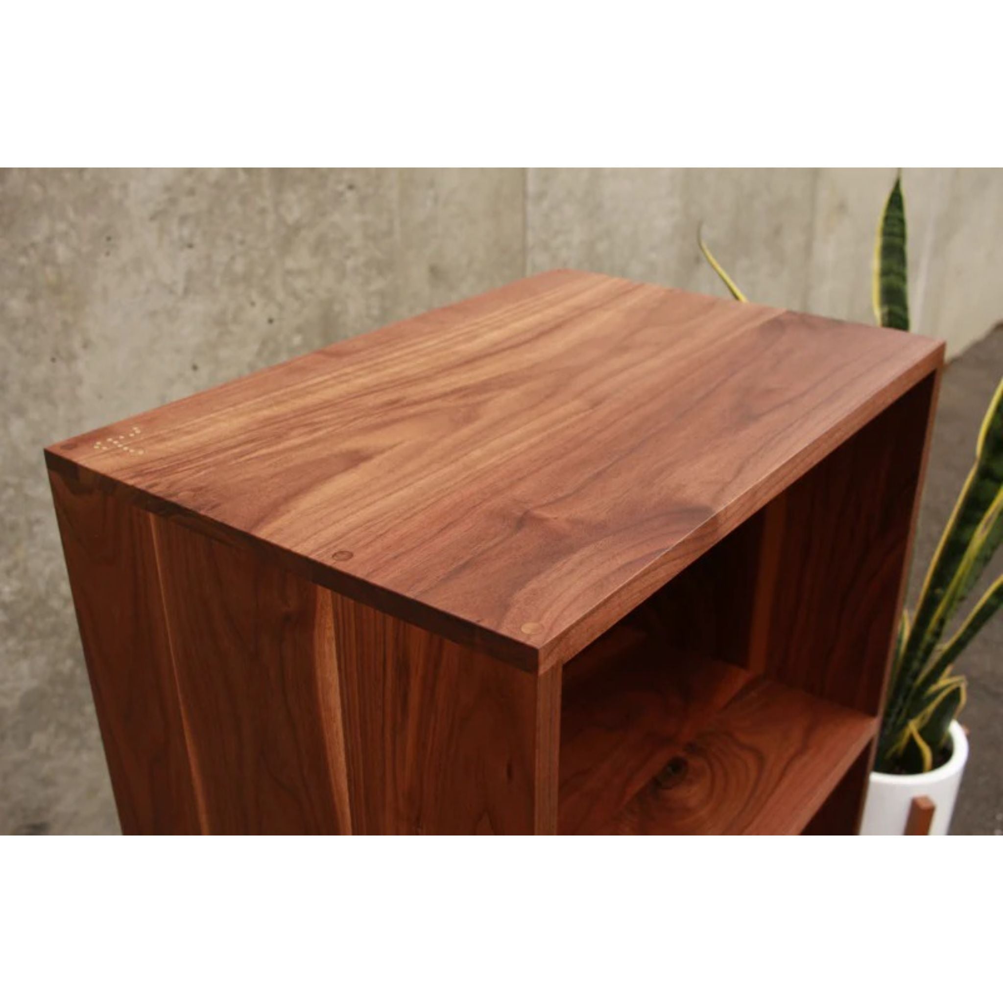 Halfstack Bookcase (Alt) BC17 Top Side Closeup View by Tomfoolery Wood Co